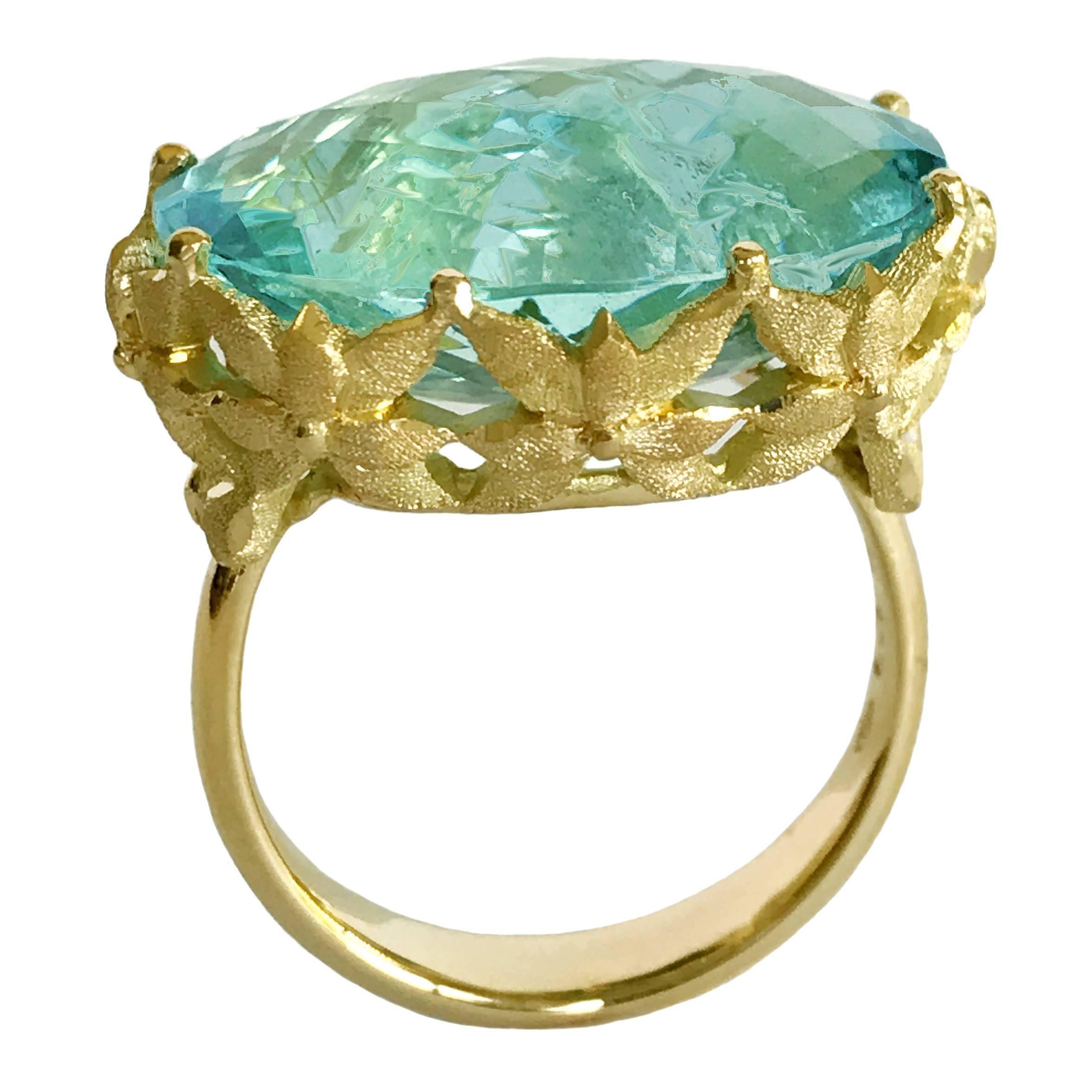 Dalben Aquamarine Gold Cocktail Ring