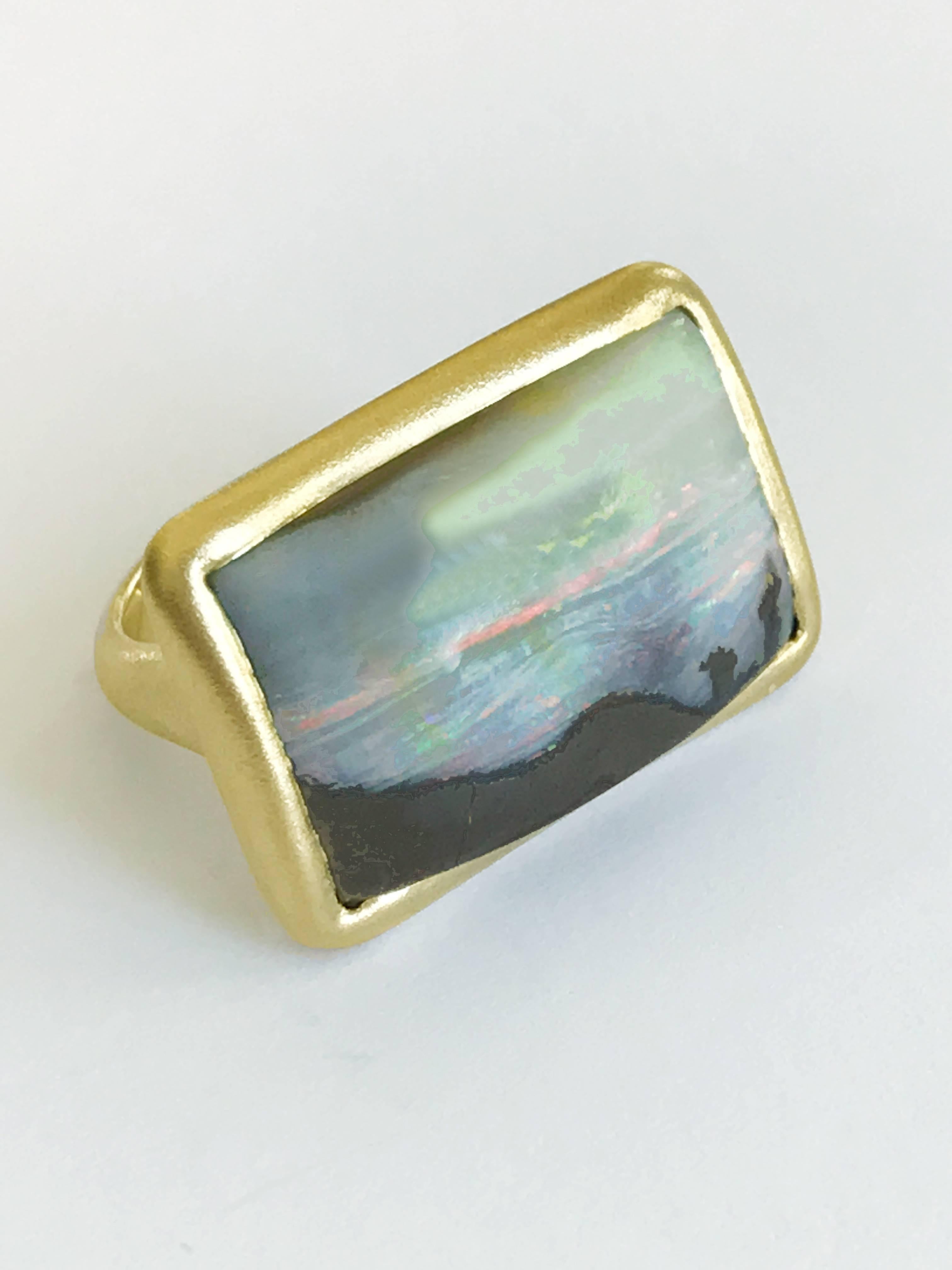 Women's or Men's Dalben Sunrise Boulder Opal Gold Ring