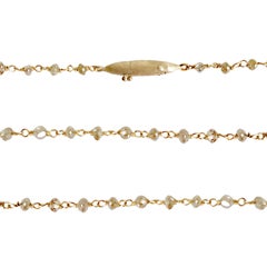 Dalben Hellbraune Halskette aus Weißgold mit facettierten Perlen und Diamanten