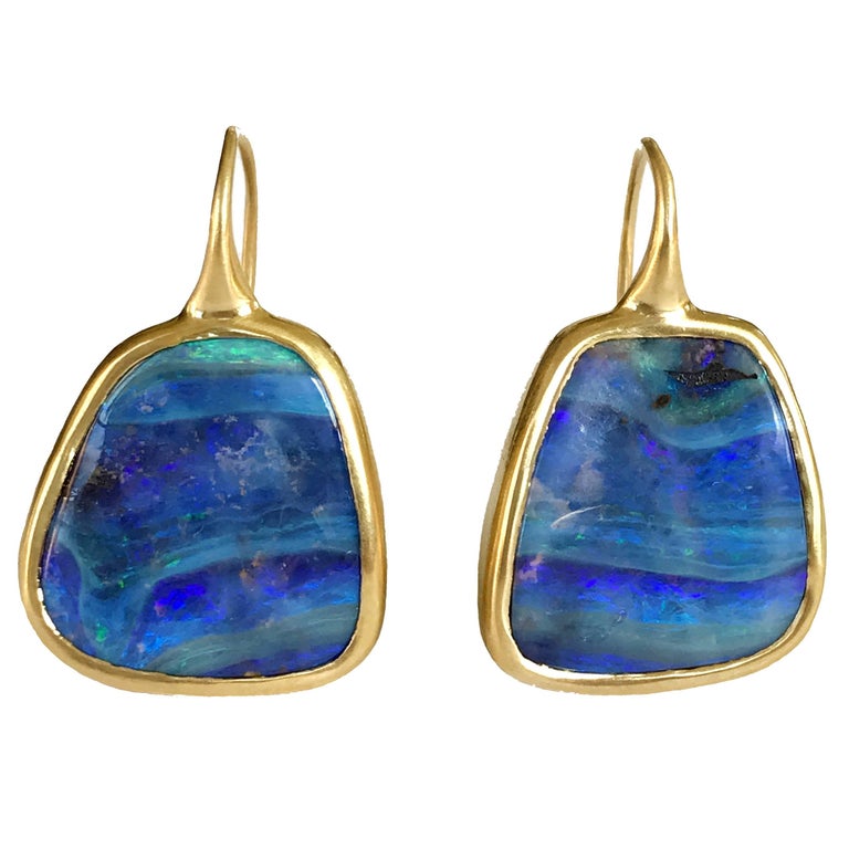 rekruttere Et kors bøf Dalben Australian Boulder Opal Yellow Gold Earrings For Sale at 1stDibs |  boulder opal earrings