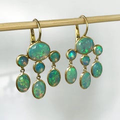 Dalben Australian Opal Yellow Gold Dangle Earrings