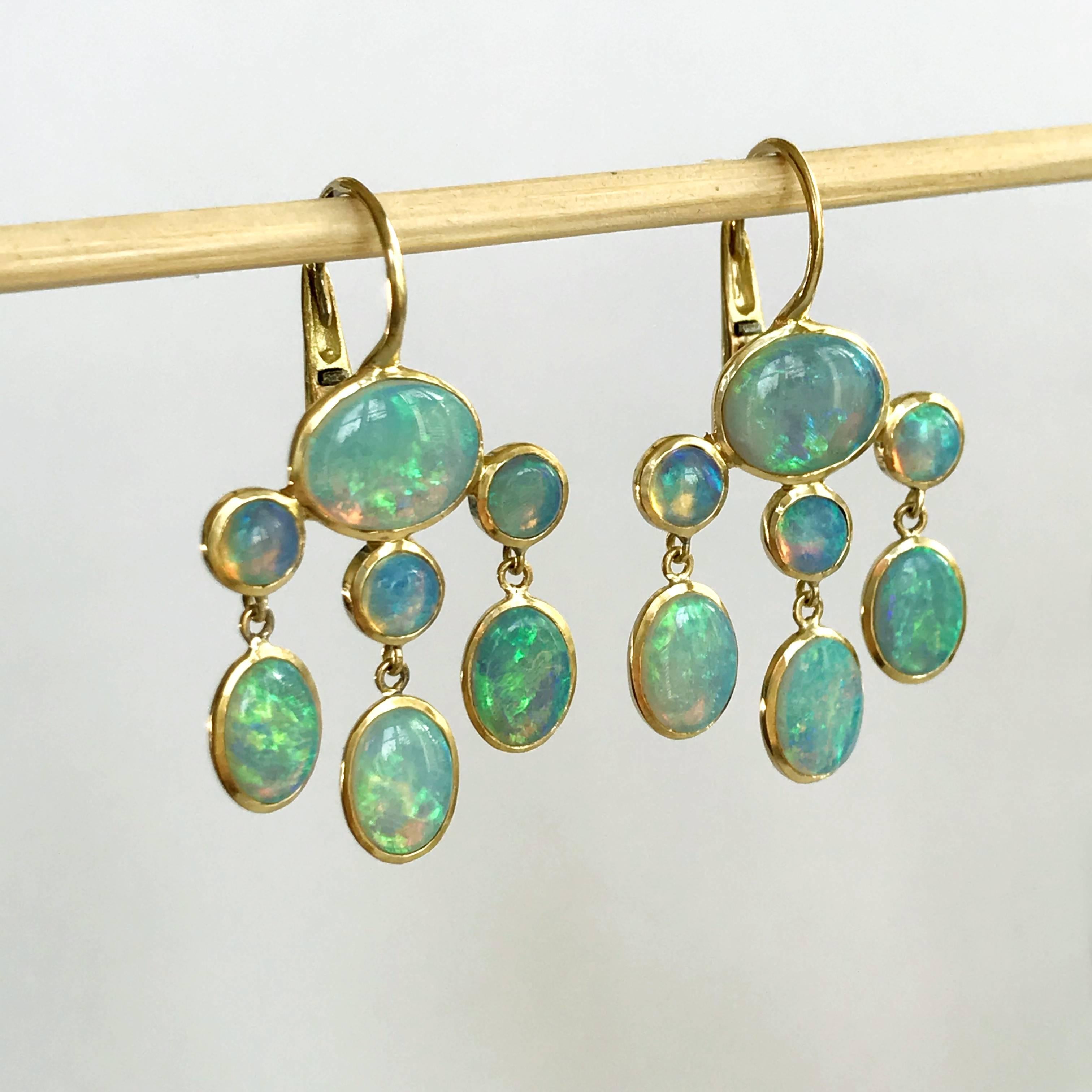 Women's Dalben Australian Opal Yellow Gold Dangle Earrings