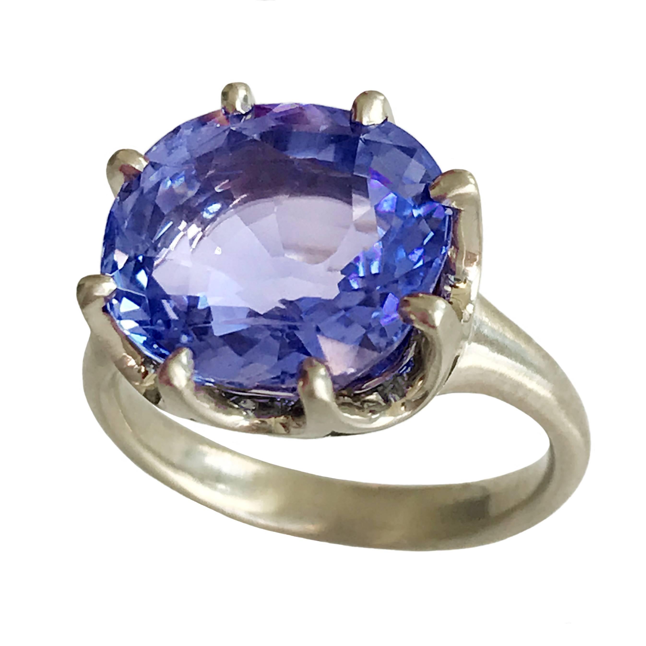 Dalben Natural Certified No Heat 9.37 Carat Ceylon Blue Sapphire Gold Ring