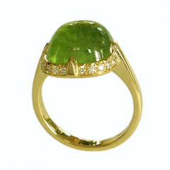 Dalben Peridot Diamond Gold Ring