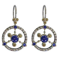 Dalben Sapphire and Diamond White Gold Earrings