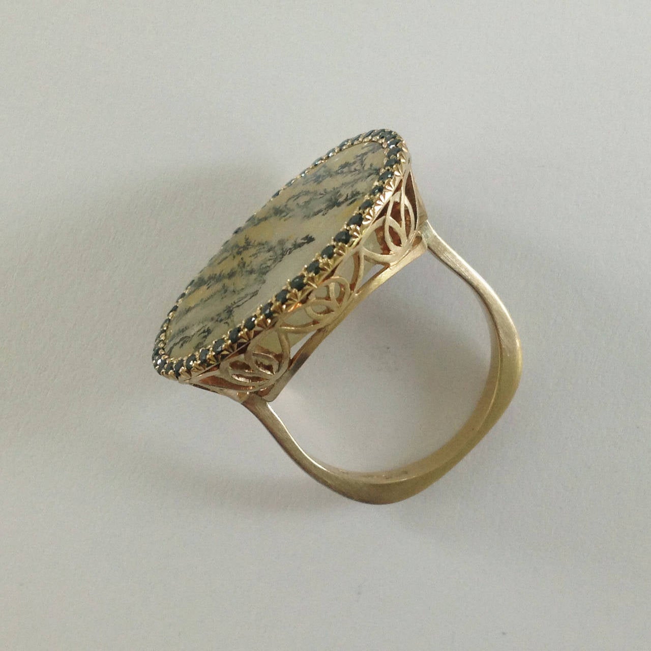 Women's Dalben Black Diamond Quartz Gold Ring For Sale