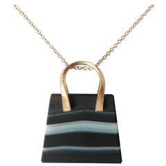 Dalben Banded Agate Rose Gold Bag Necklace 6