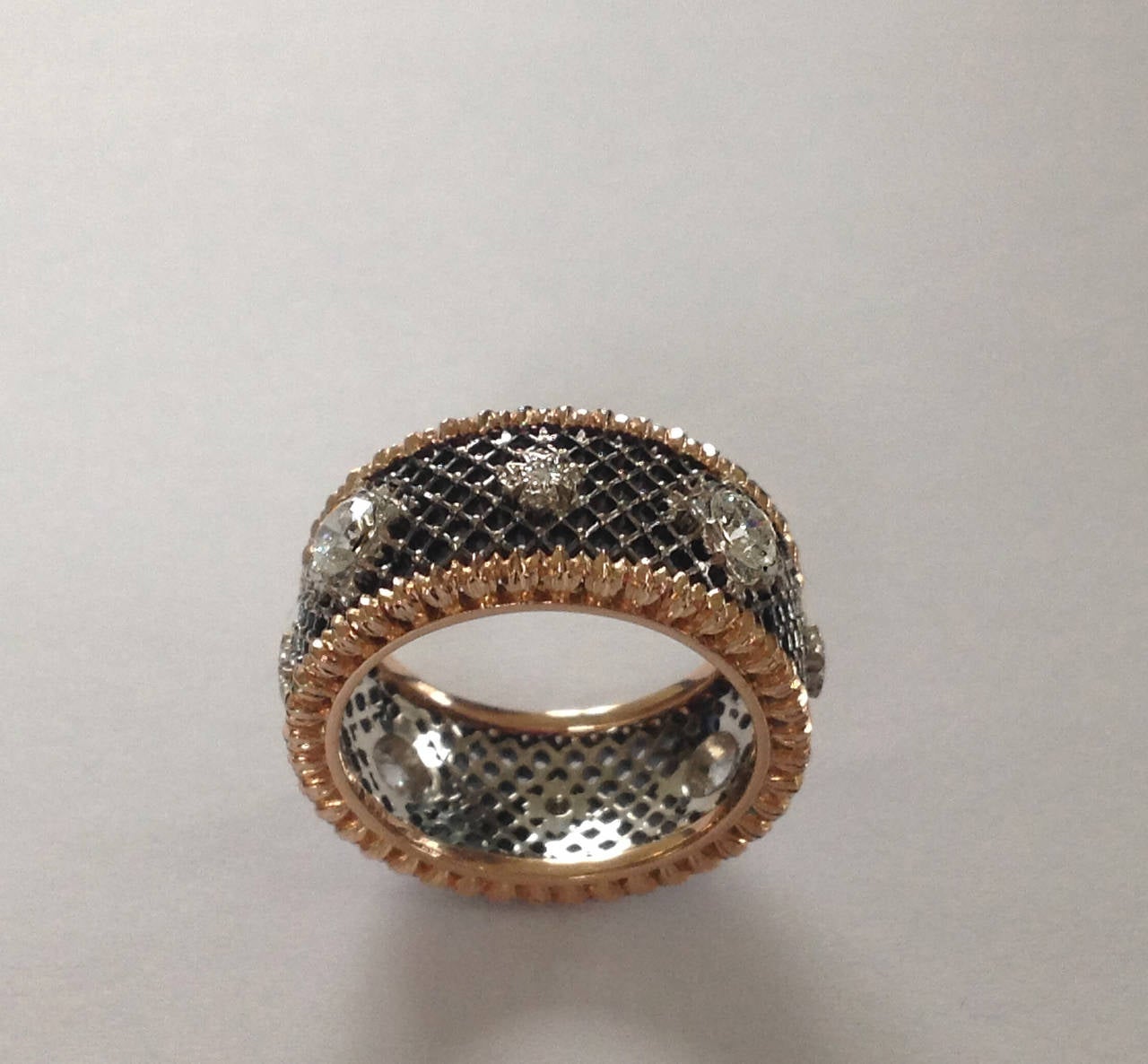 Contemporary Dalben Diamond Gold Openwork Band Ring For Sale