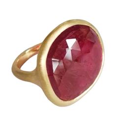 Dalben Red Faceted Sapphire Satin Gold Ring