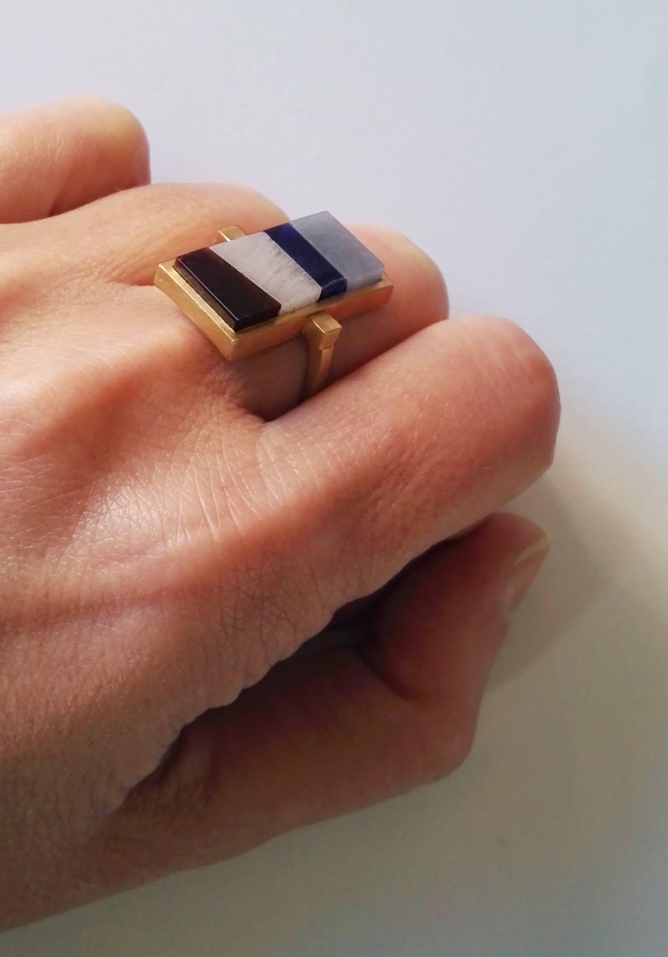 Contemporary Dalben Semi Precious Stones Gold Ring For Sale