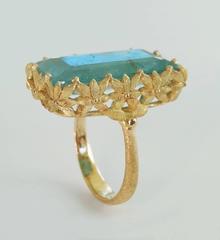 Dalben Rectangular Aquamarine Gold Ring