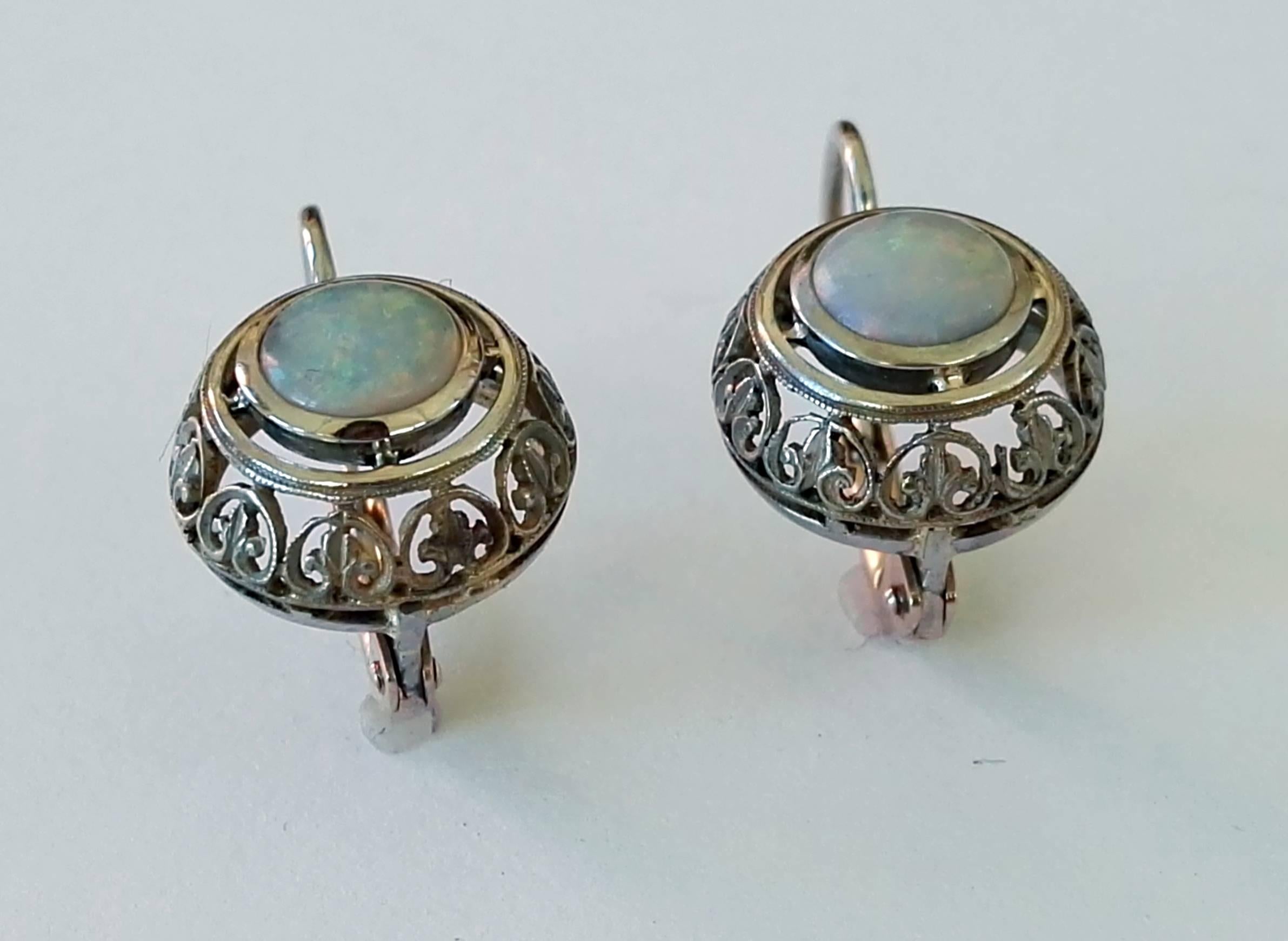Women's 1920s Opal Gold Earrings