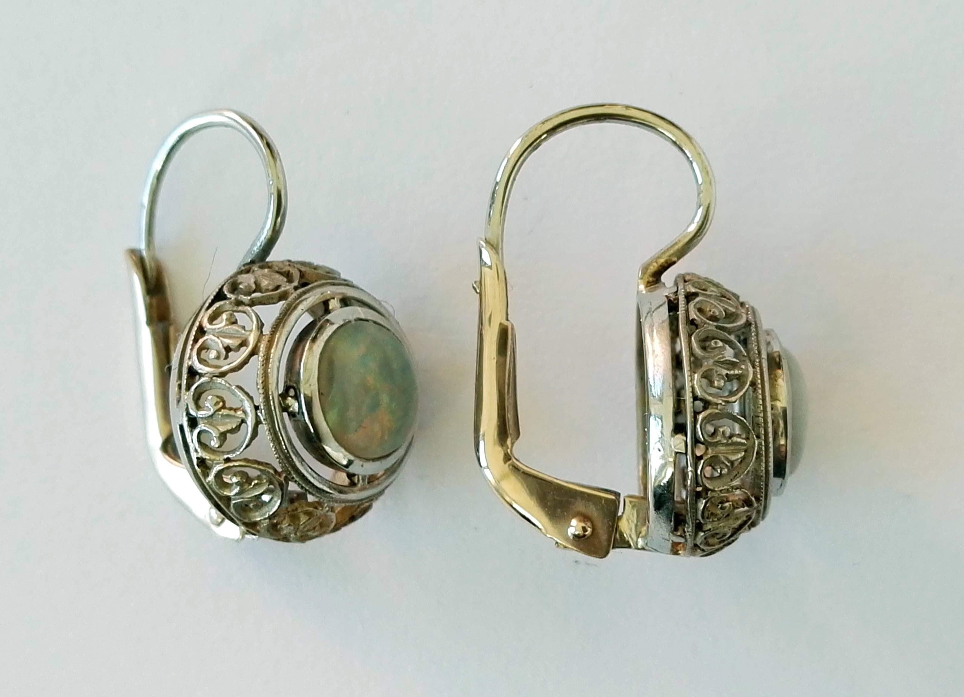 1920s Opal Gold Earrings 2
