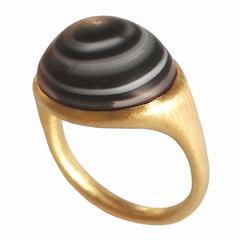 Dalben Unisex Banded Agate Gold Ring 11