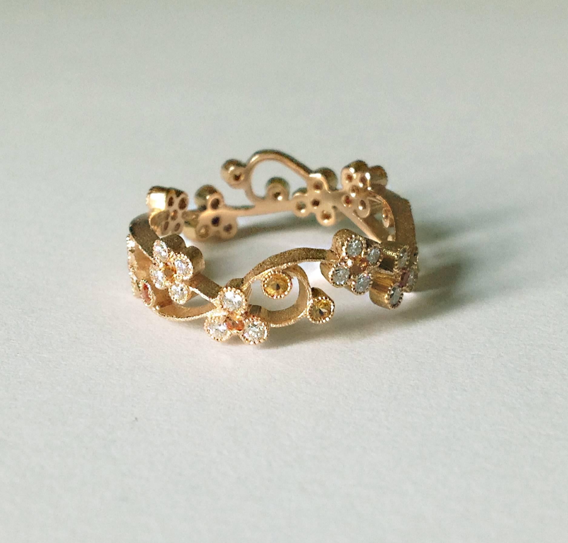 Dalben Gelber Saphir Diamant Goldband Ring (Zeitgenössisch) im Angebot