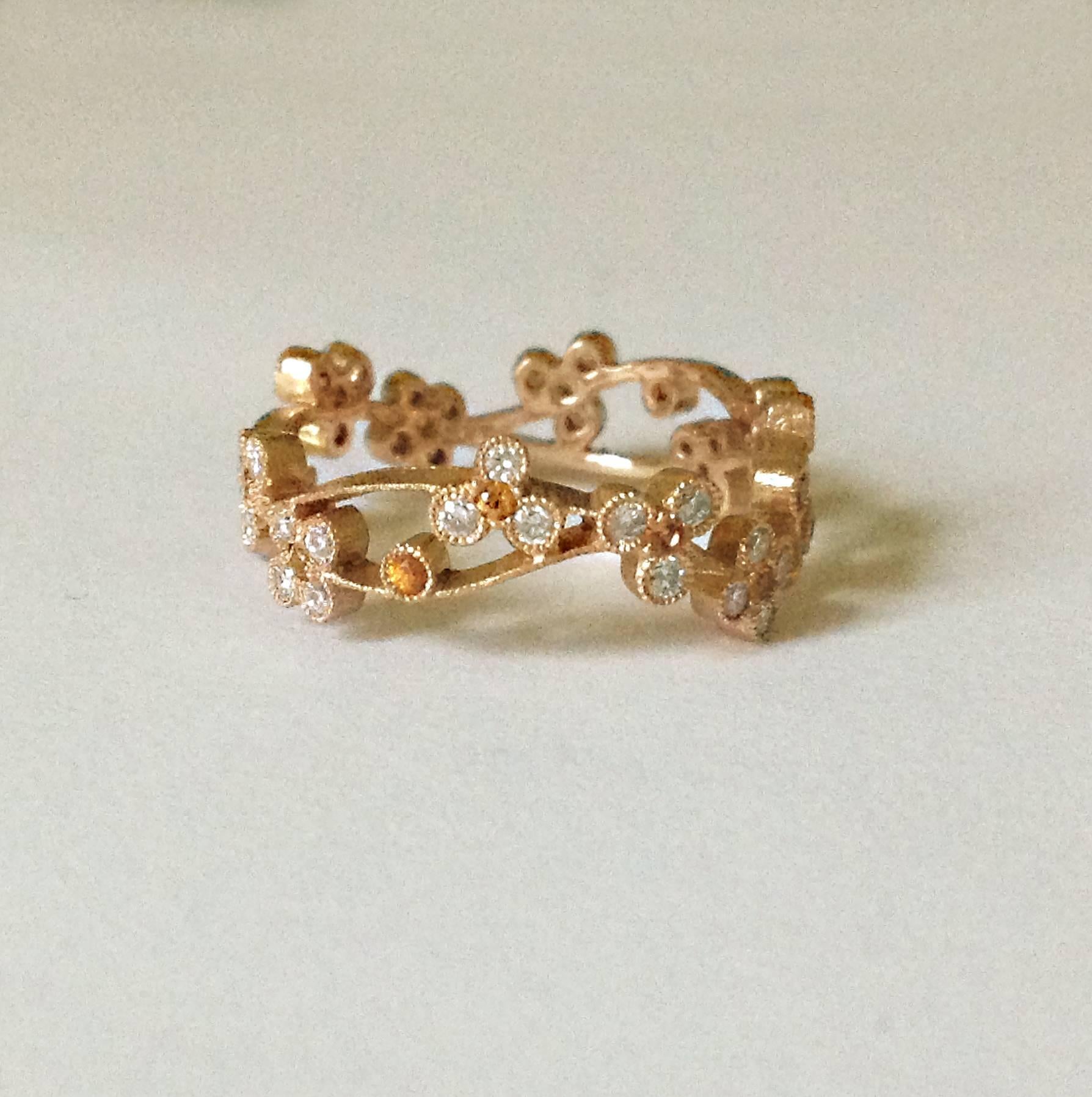 Dalben Gelber Saphir Diamant Goldband Ring (Brillantschliff) im Angebot