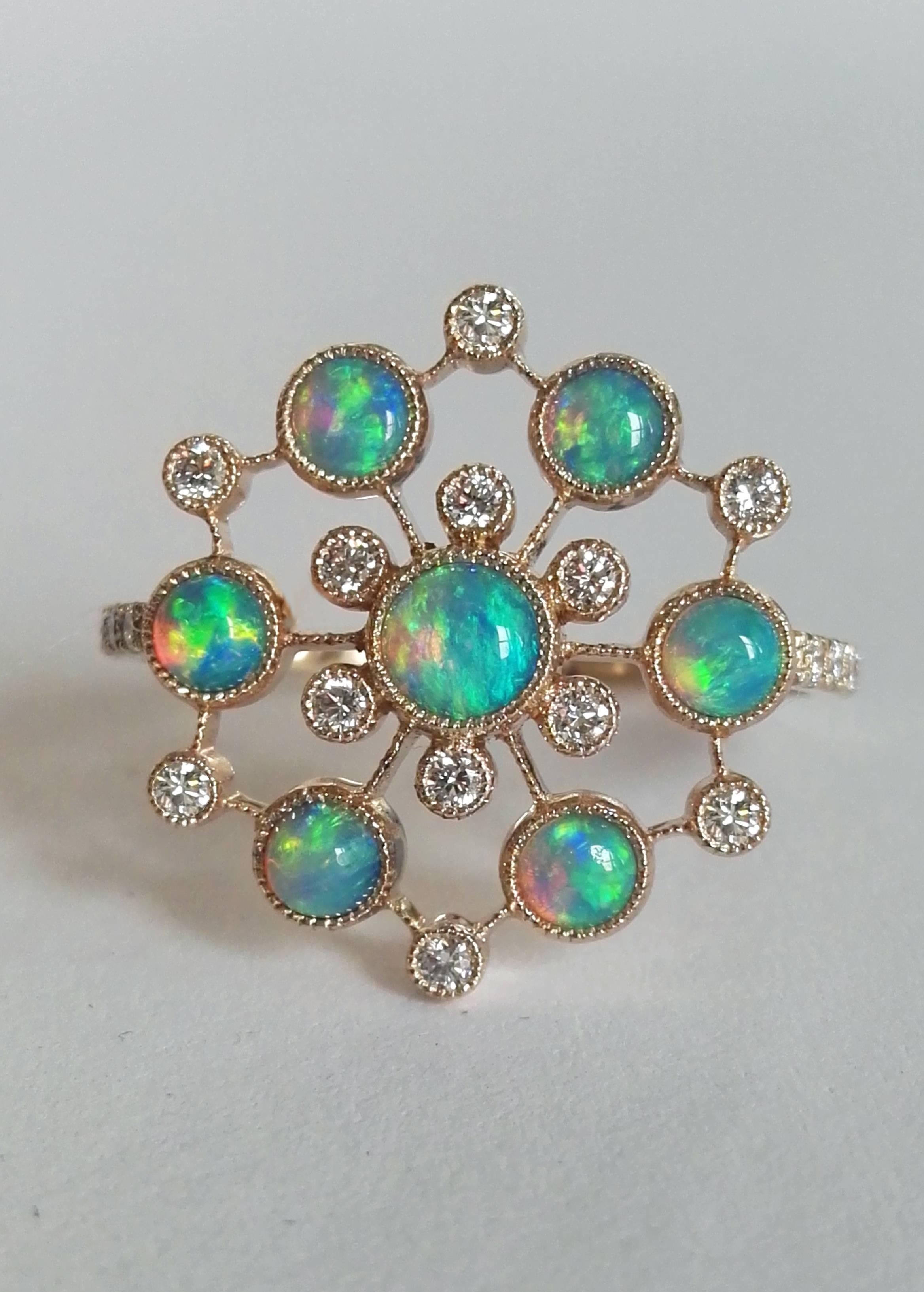 Women's Dalben Australian Opal Diamond Gold Ring