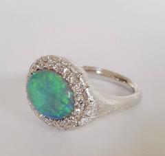 Dalben Australienischer Opal-Diamant-Gold- Millerighe-Ring