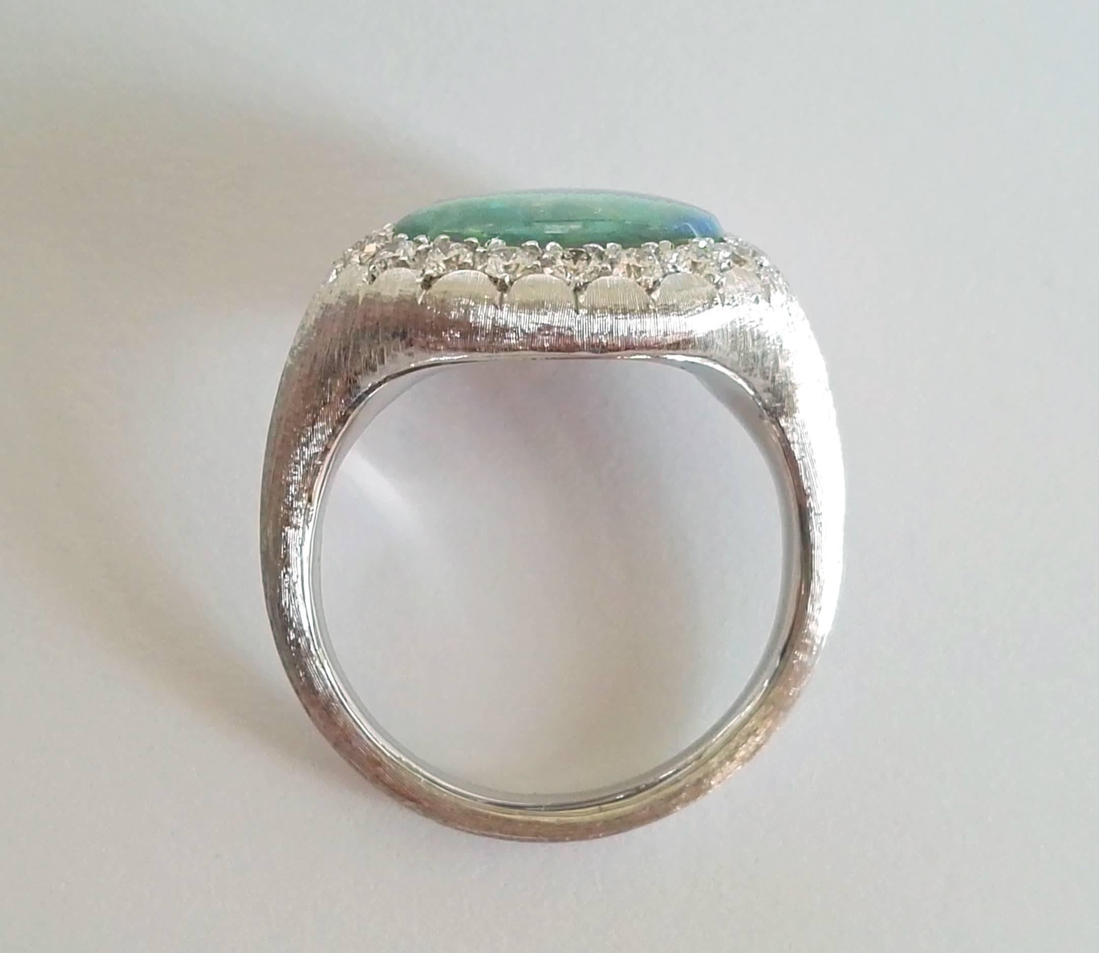 Contemporary Dalben Australian Opal Diamond Gold Millerighe Ring For Sale