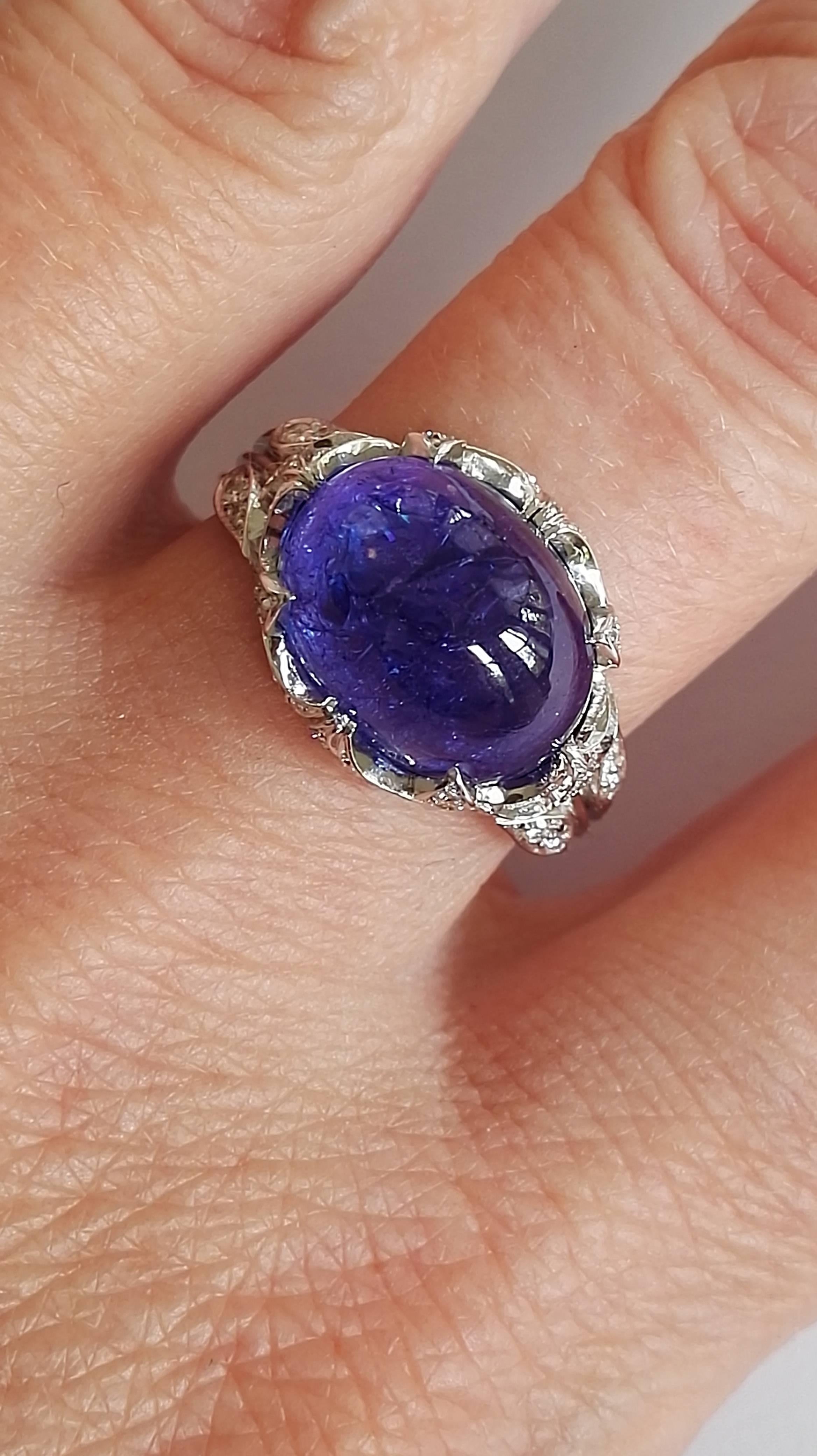 Dalben Bague en or avec tanzanite et diamants Pour femmes en vente