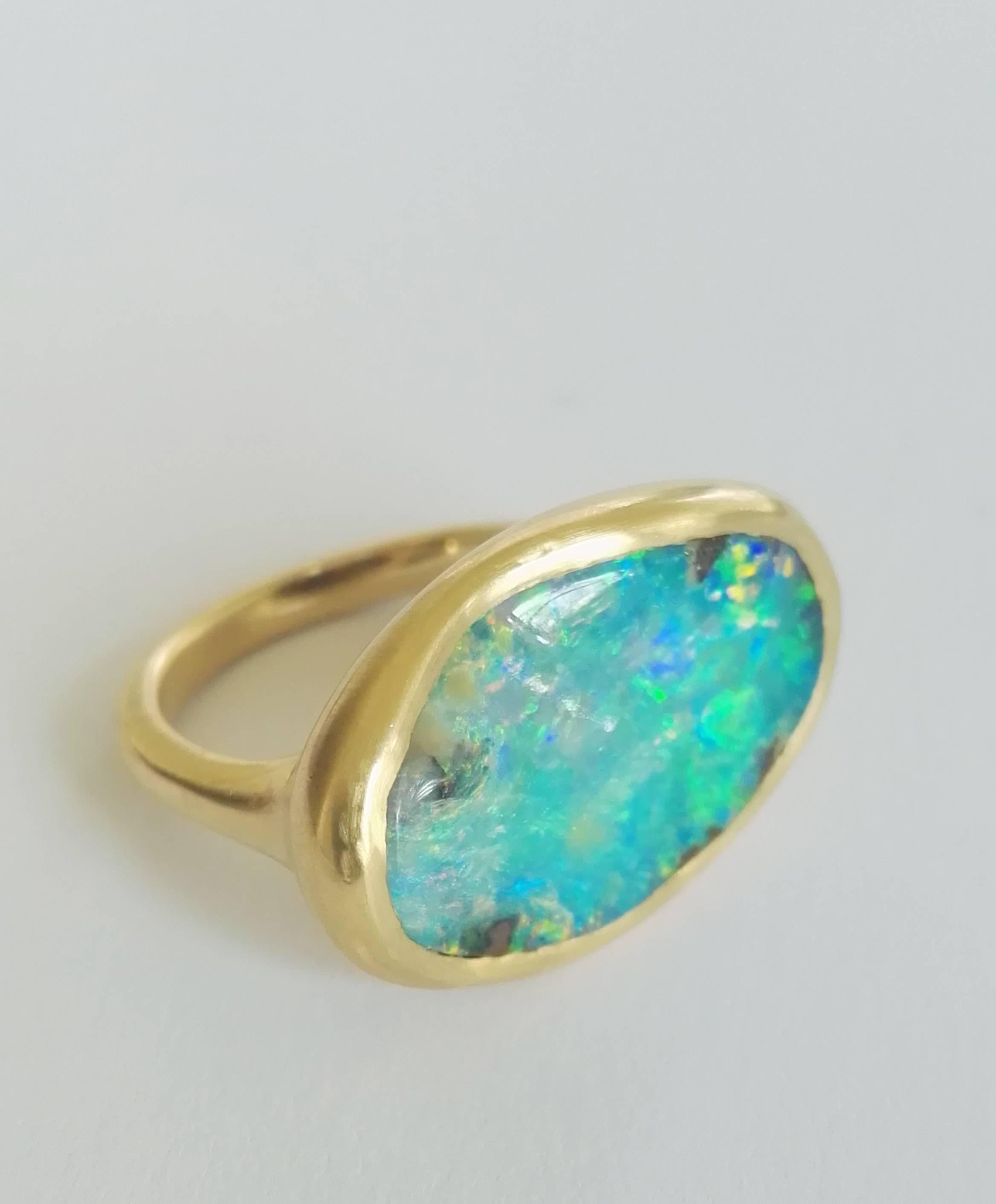 Dalben Boulder Opal Gold Ring In New Condition In Como, IT