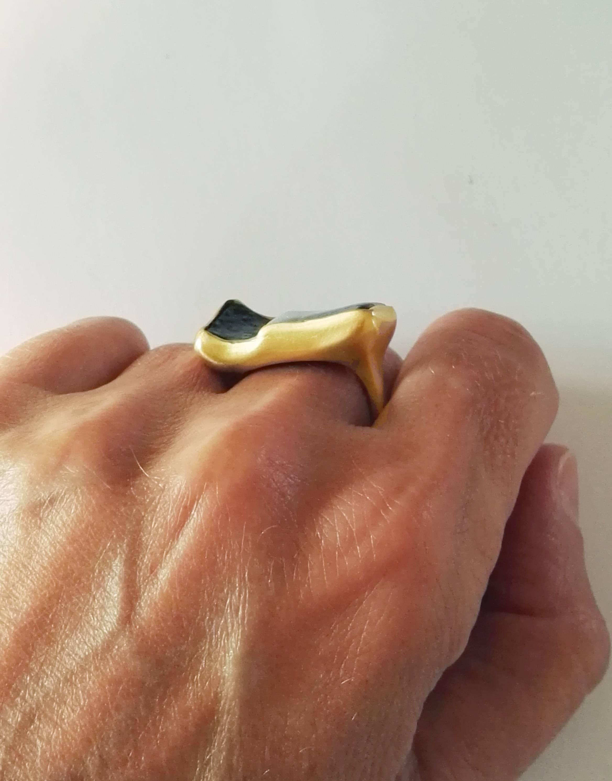 Dalben Rectangular Boulder Opal Gold Ring 5