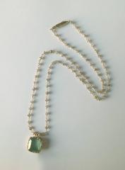 Dalben Aquamarine Diamond Gold Rosary Necklace