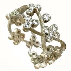 Dalben Floral Diamond Gold Band Ring 3