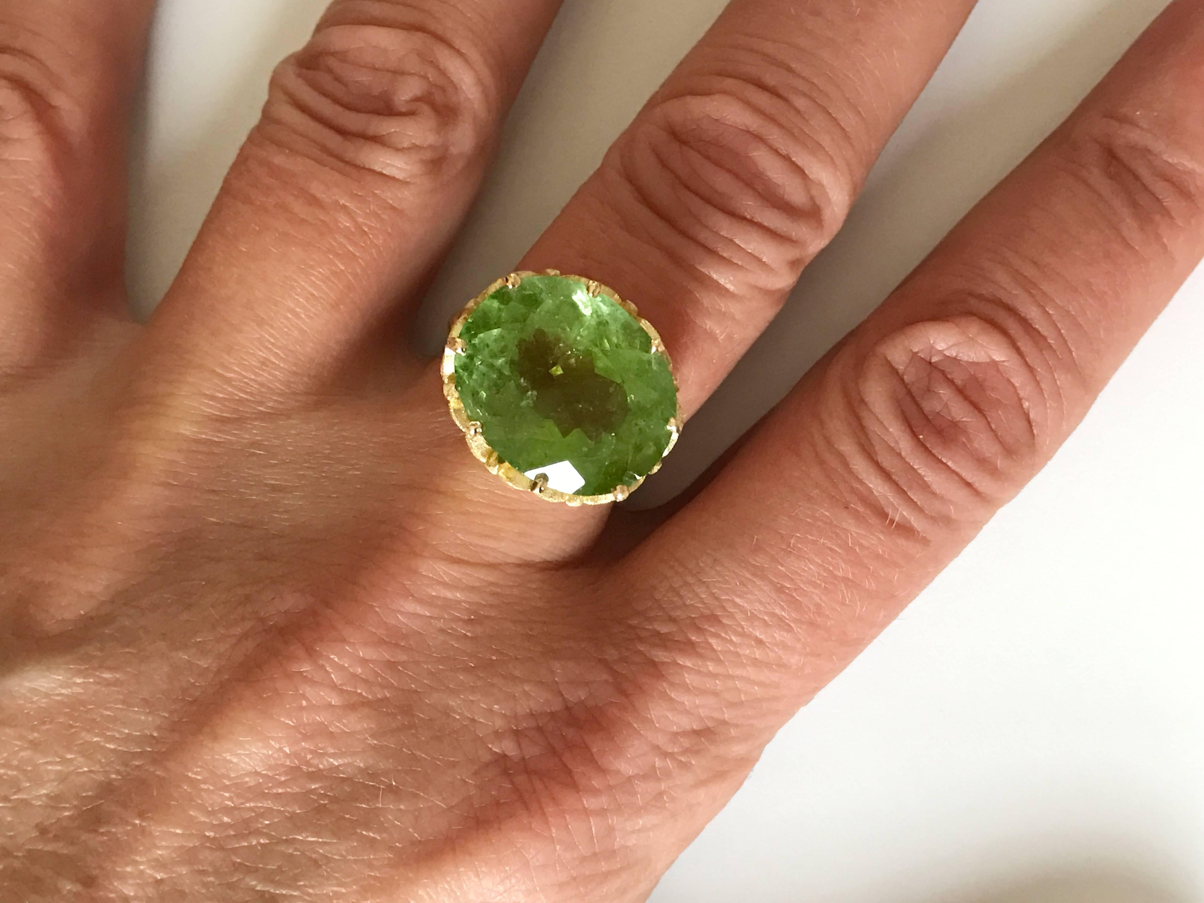 Dalben Oval Green Tourmaline Gold Ring For Sale 1