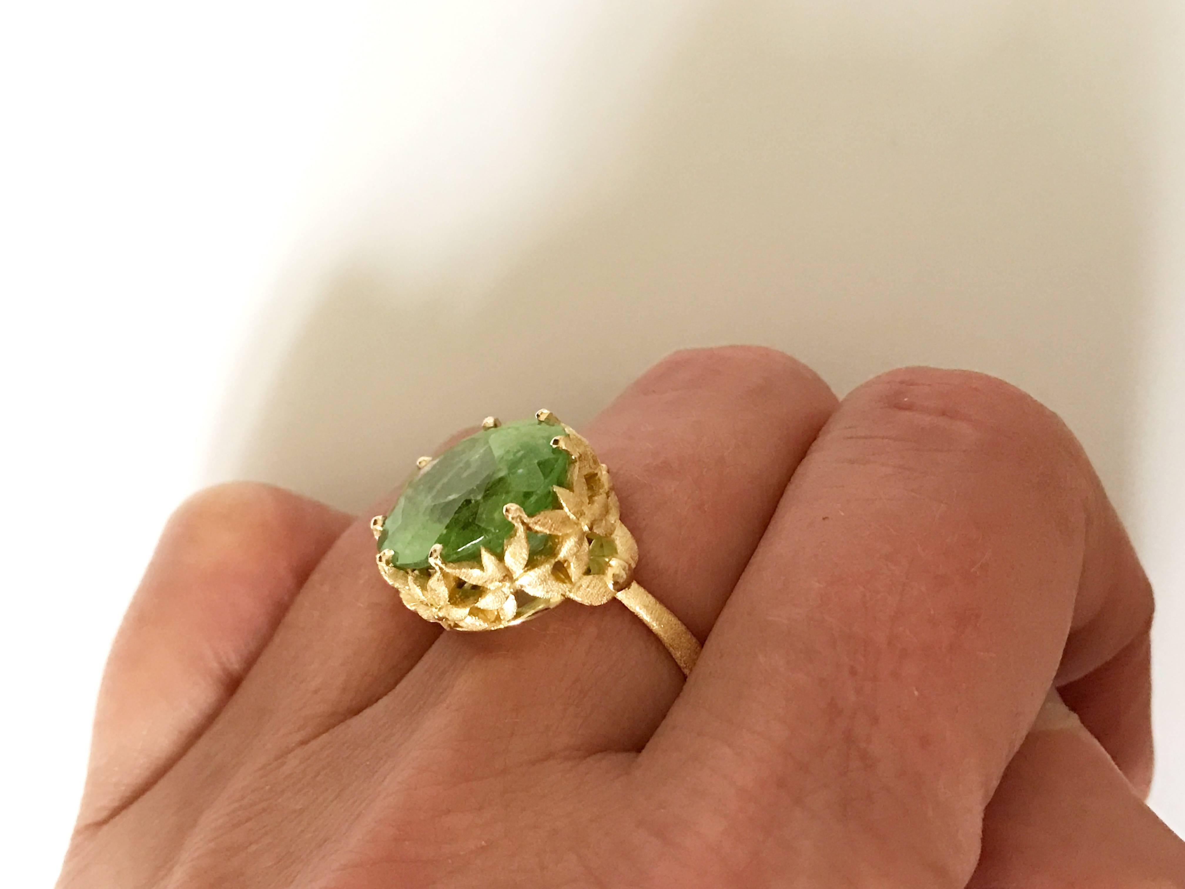 Dalben Oval Green Tourmaline Gold Ring For Sale 2