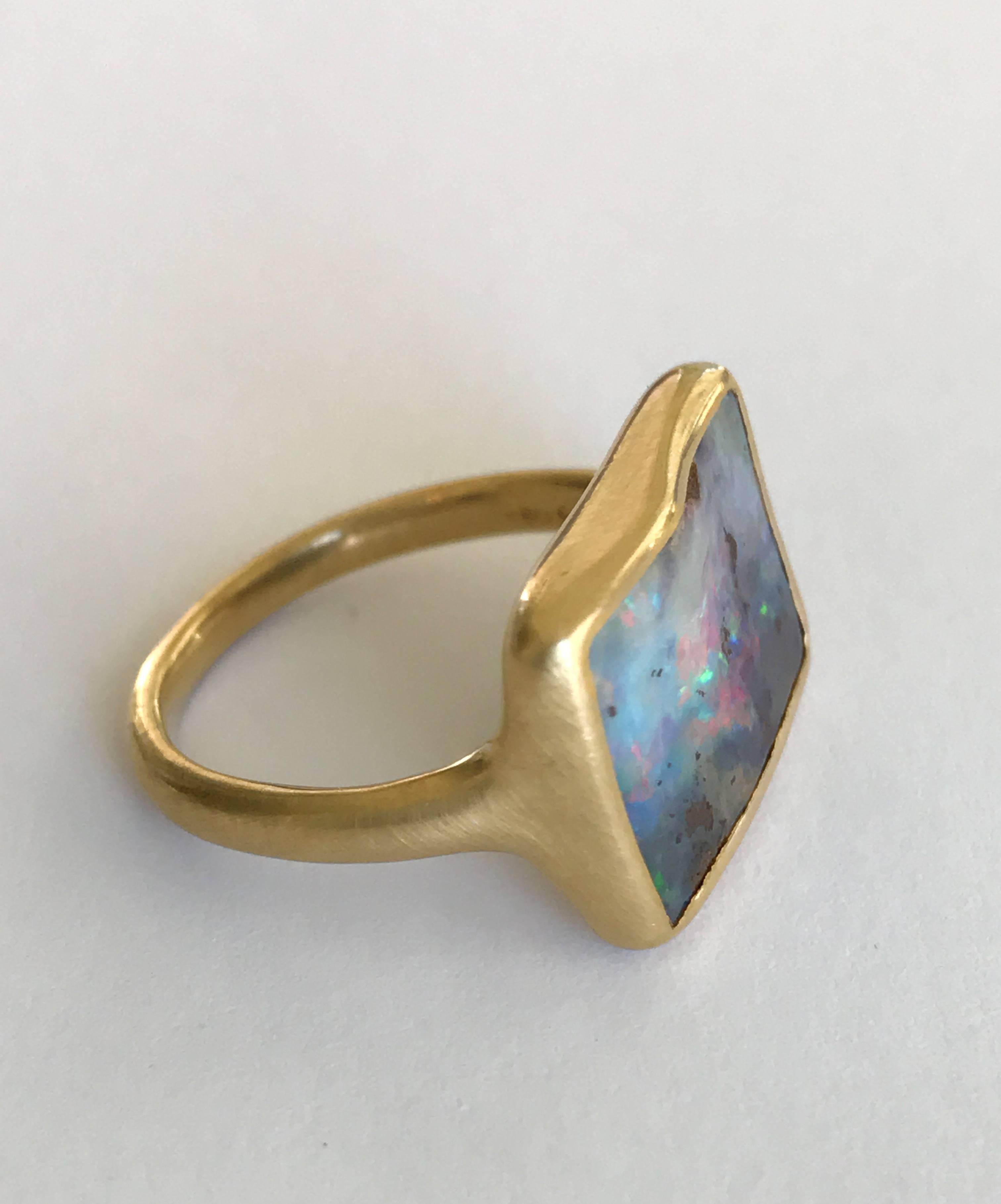 Contemporary Dalben Sunset Boulder Opal Gold Ring
