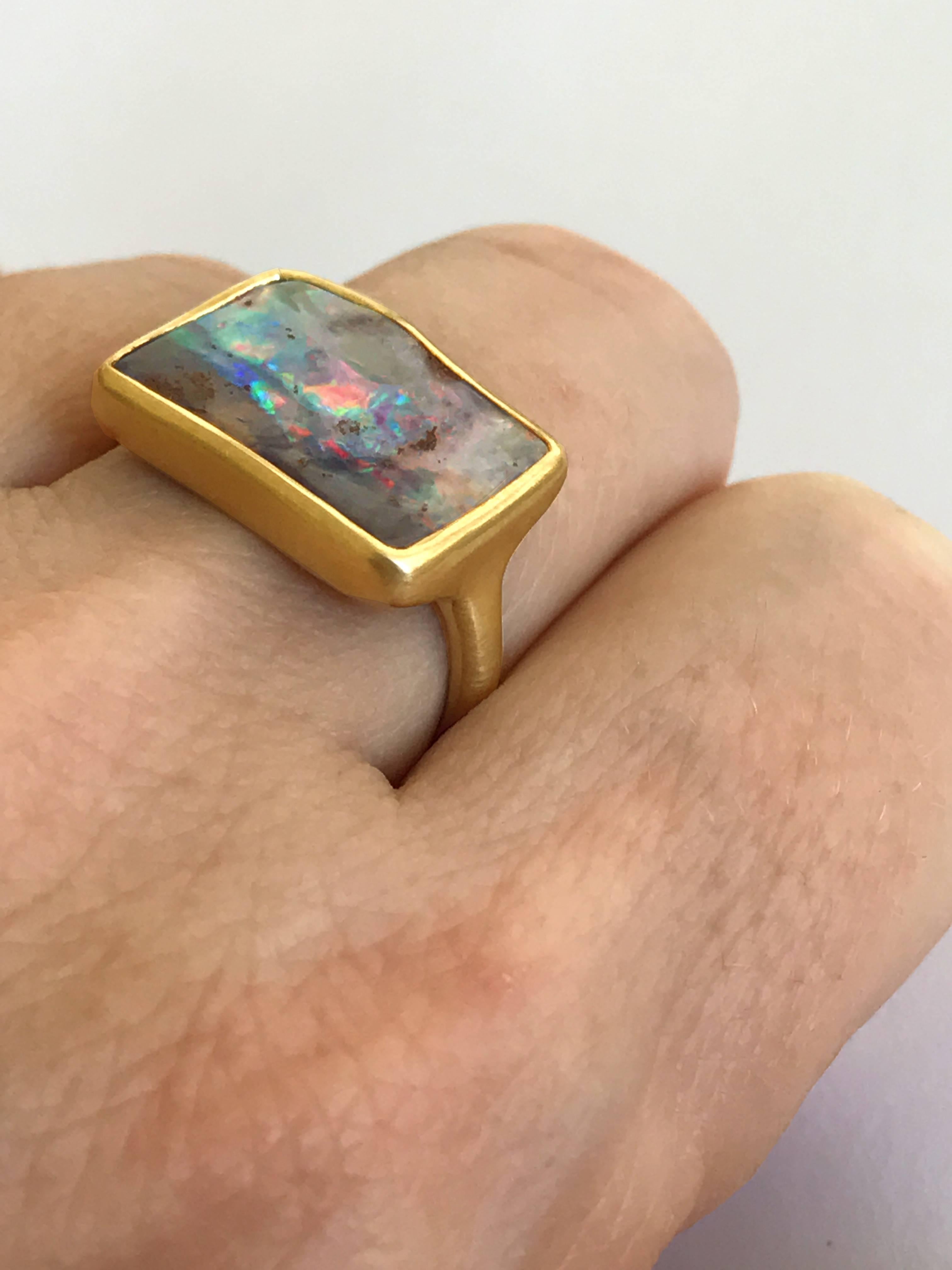 Dalben Sunset Boulder Opal Gold Ring 2