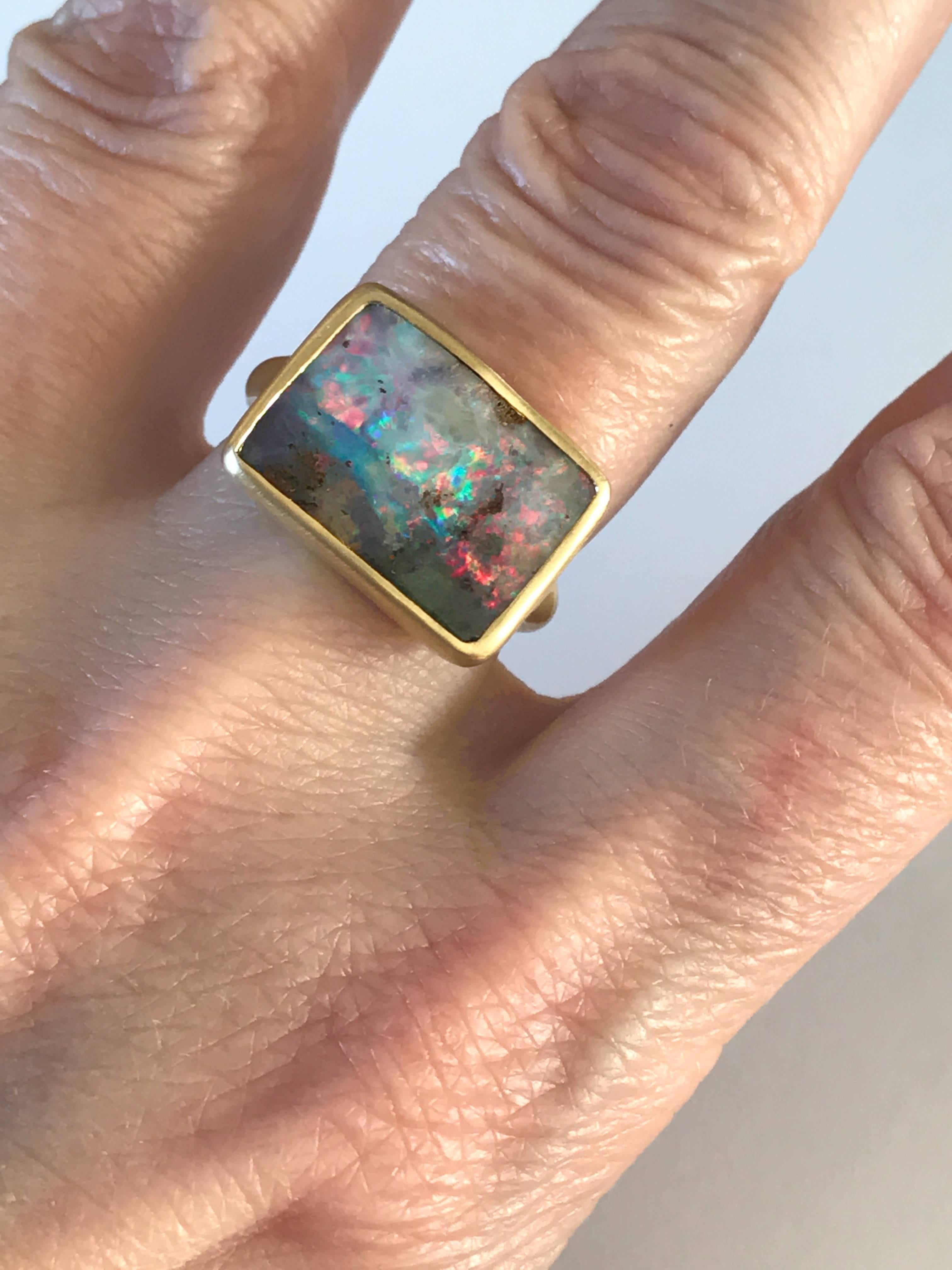 Dalben Sunset Boulder Opal Gold Ring 3