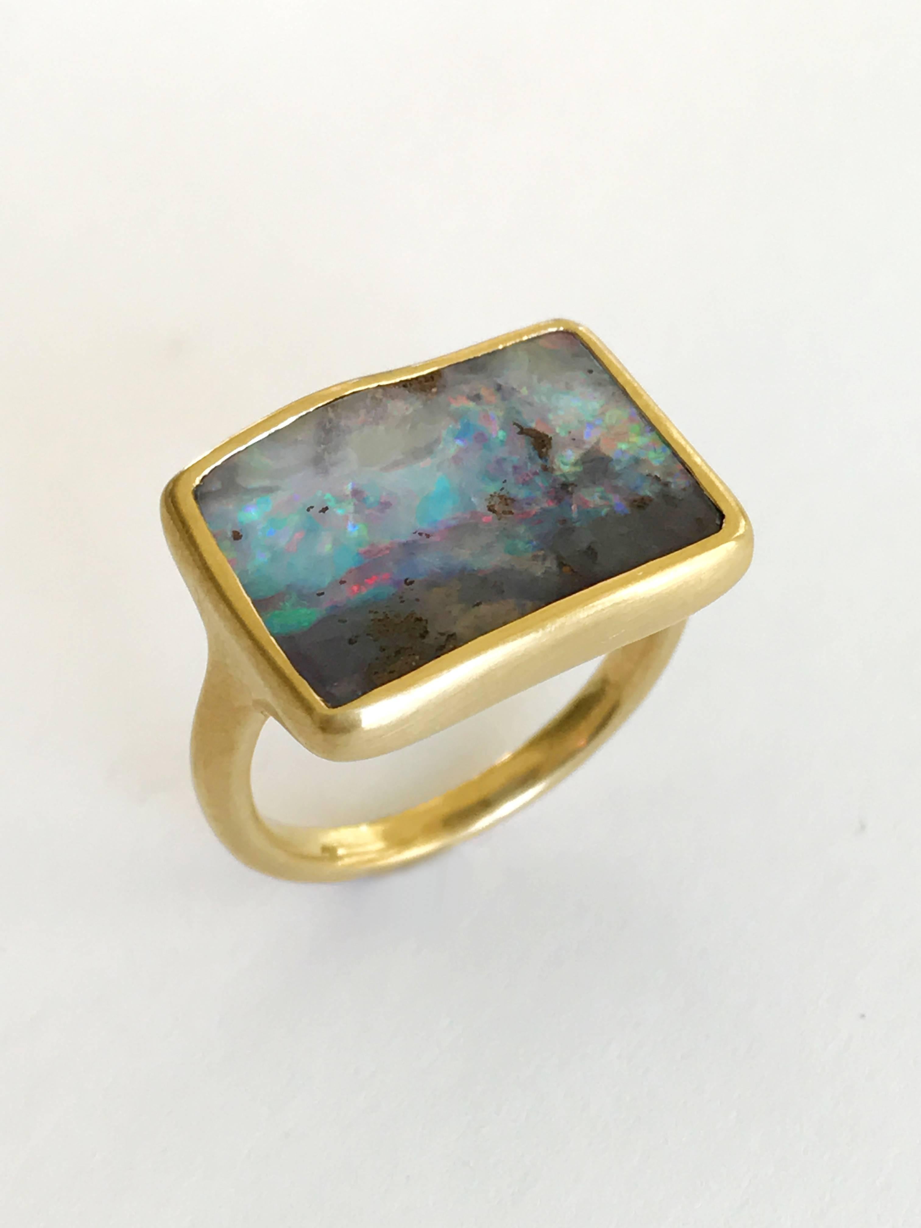 Dalben Sunset Boulder Opal Gold Ring In New Condition In Como, IT