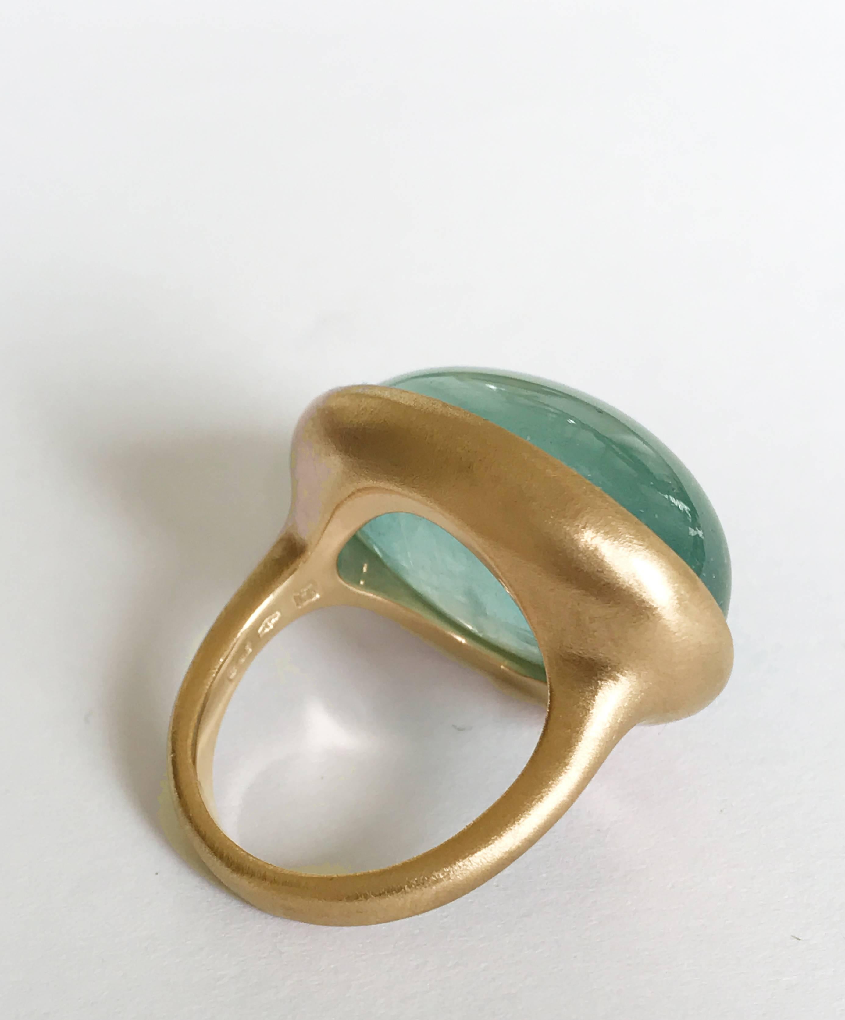 Contemporary Dalben Big Cabochon Aquamarine Rose Gold Ring