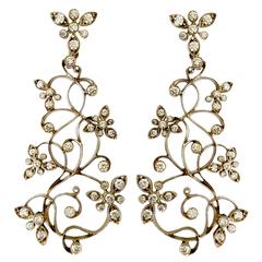 Dalben Diamond White Gold Floral Chandelier Earrings 12