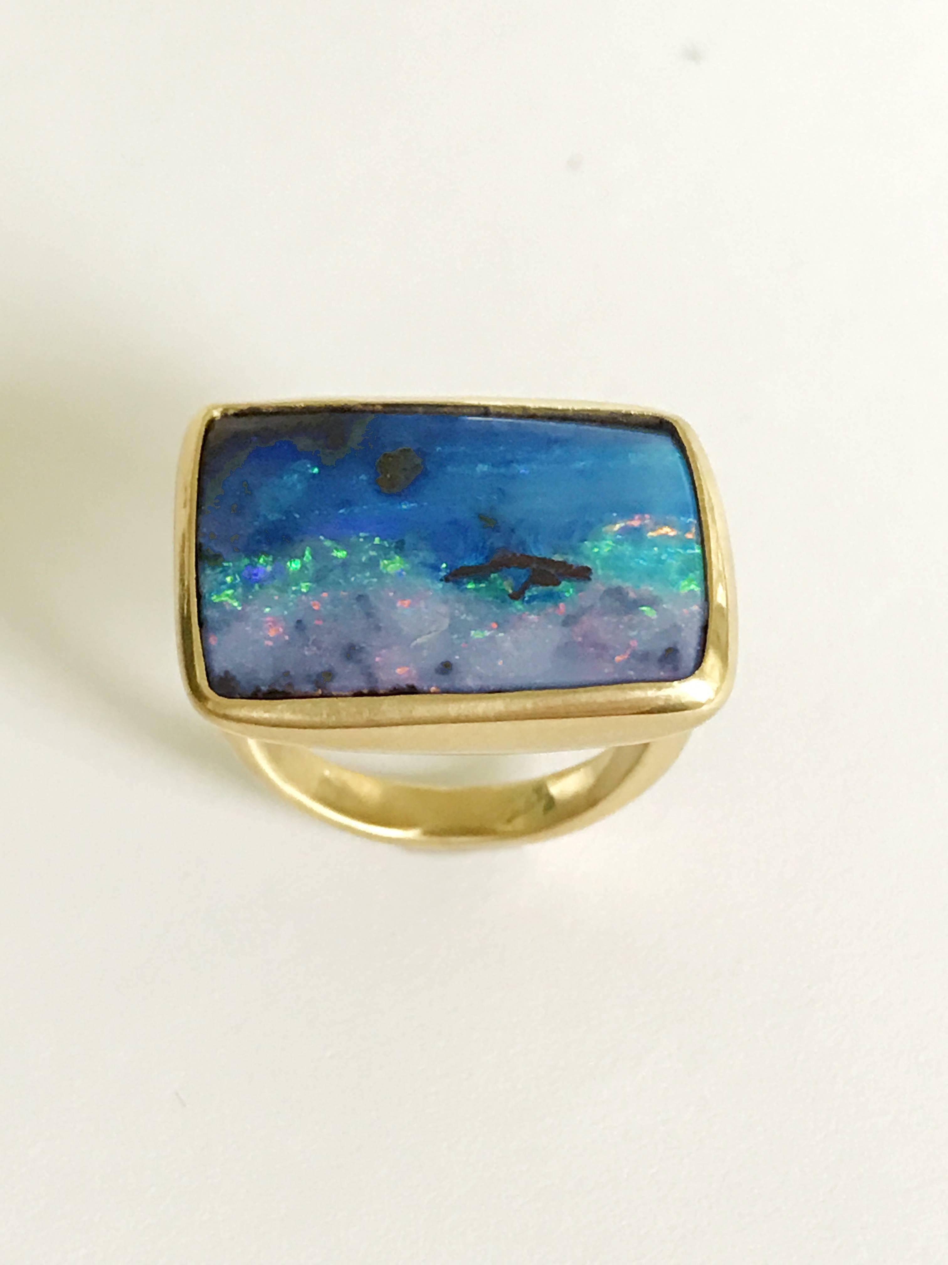 Women's Dalben Blue Boulder Opal Gold Ring
