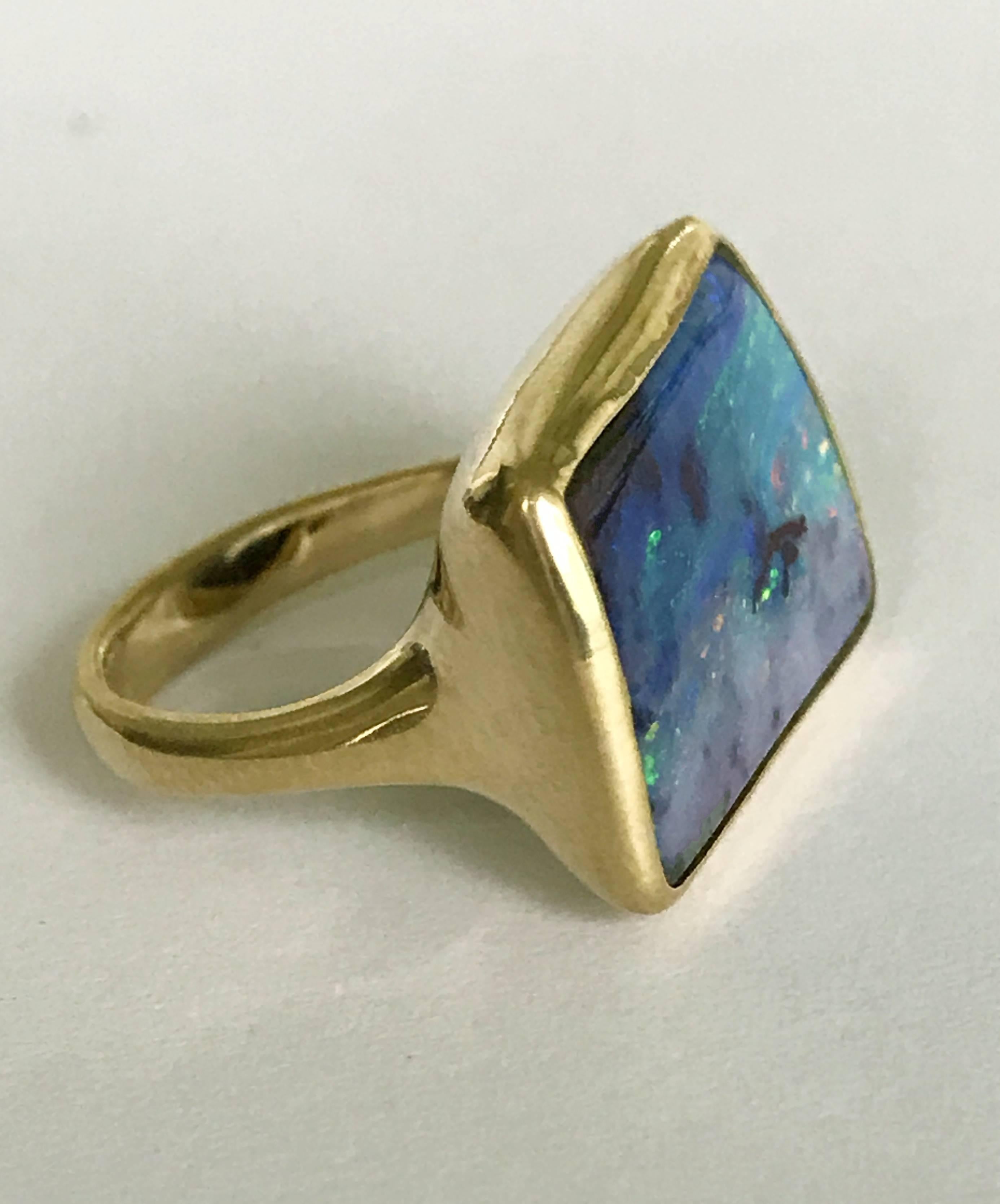 Dalben Blue Boulder Opal Gold Ring 1