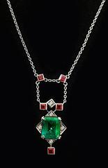 Collier pendentif en or Dalben Emerald Ruby Diamond
