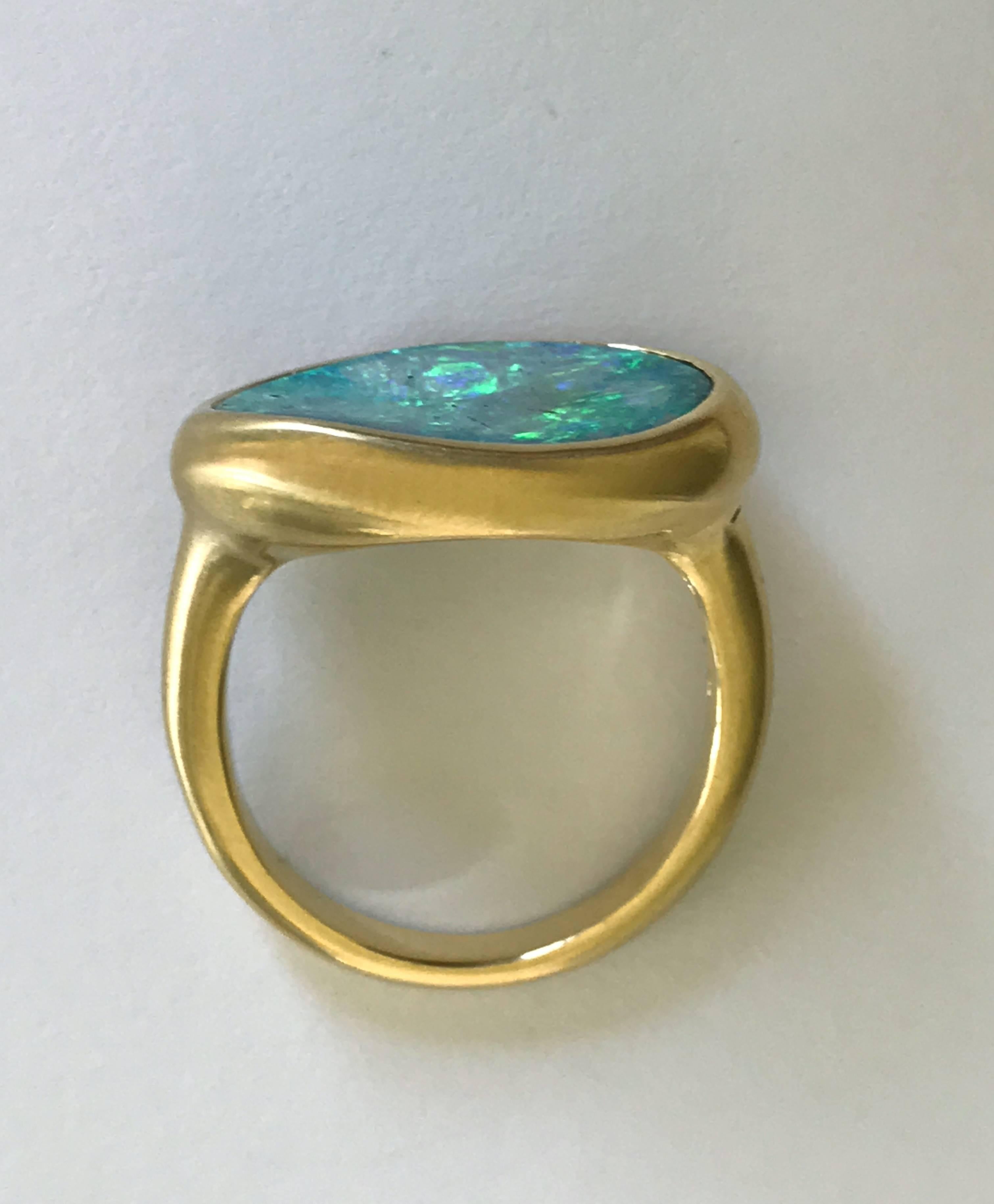 Contemporary Dalben Australian Boulder Opal Yellow Gold Ring