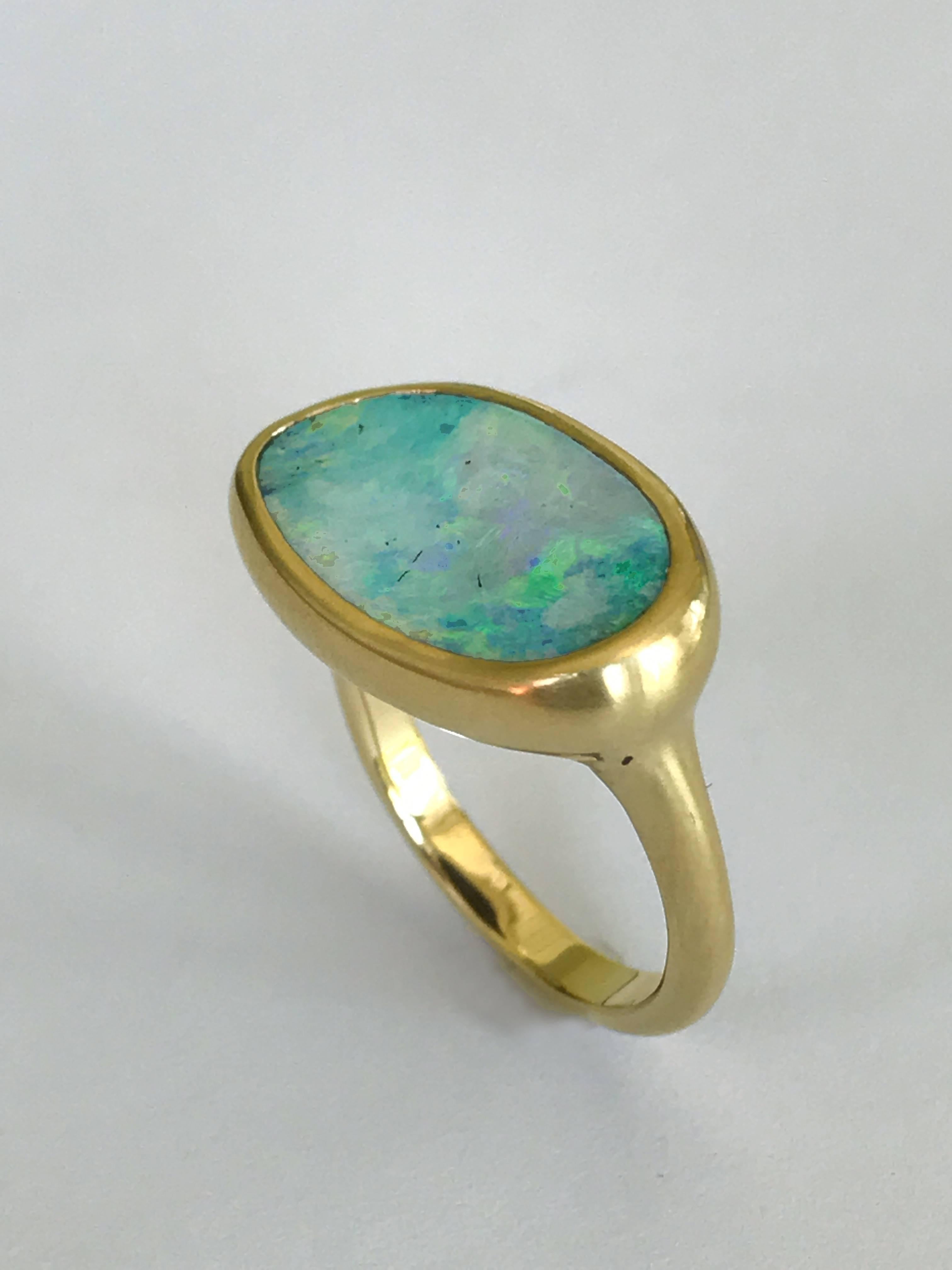Dalben Australian Boulder Opal Yellow Gold Ring In New Condition In Como, IT