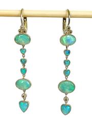 Dalben Australian Opal Diamond Gold Drop Earrings