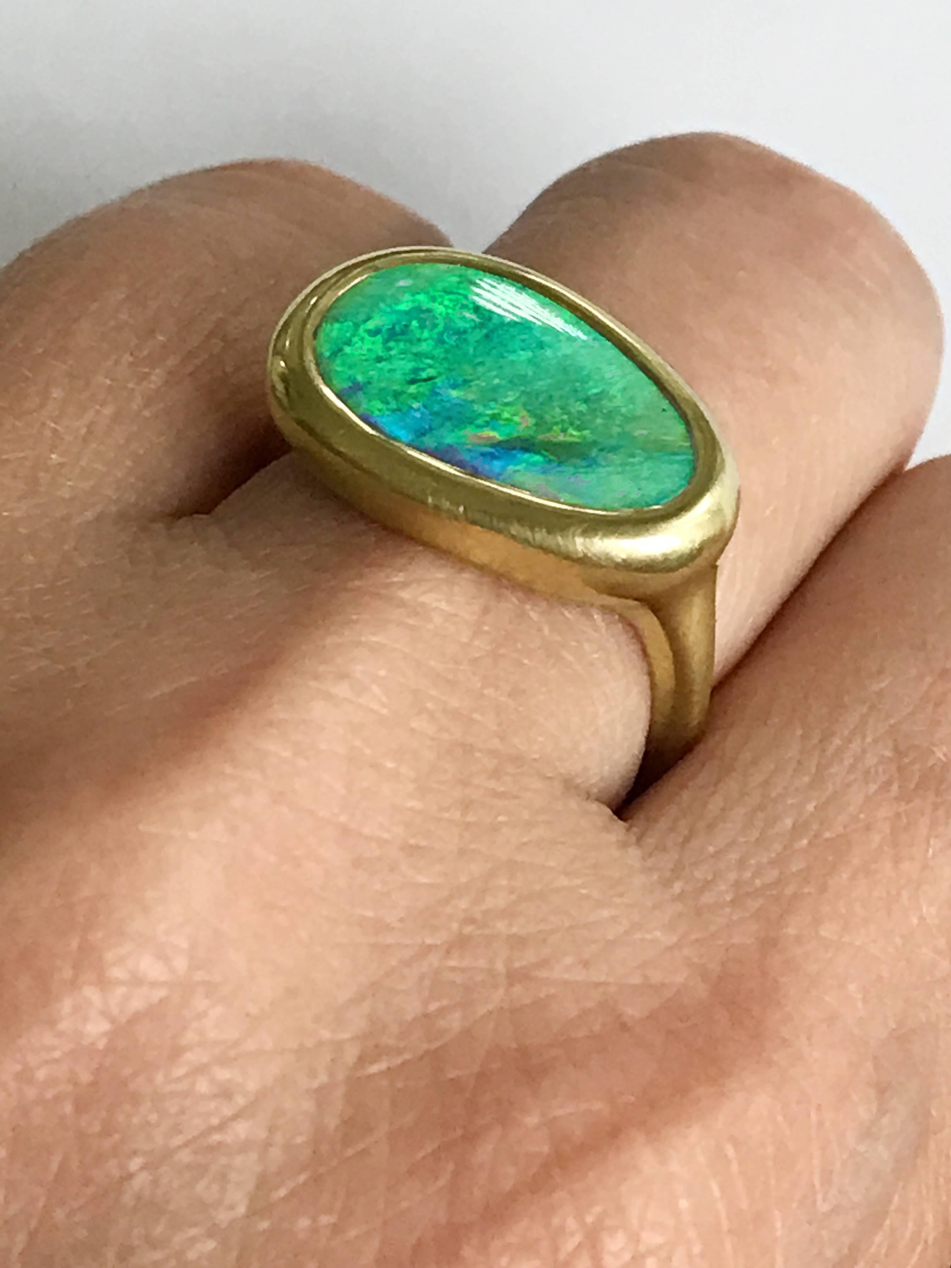 Dalben Australian Opal Yellow Gold Ring For Sale 1