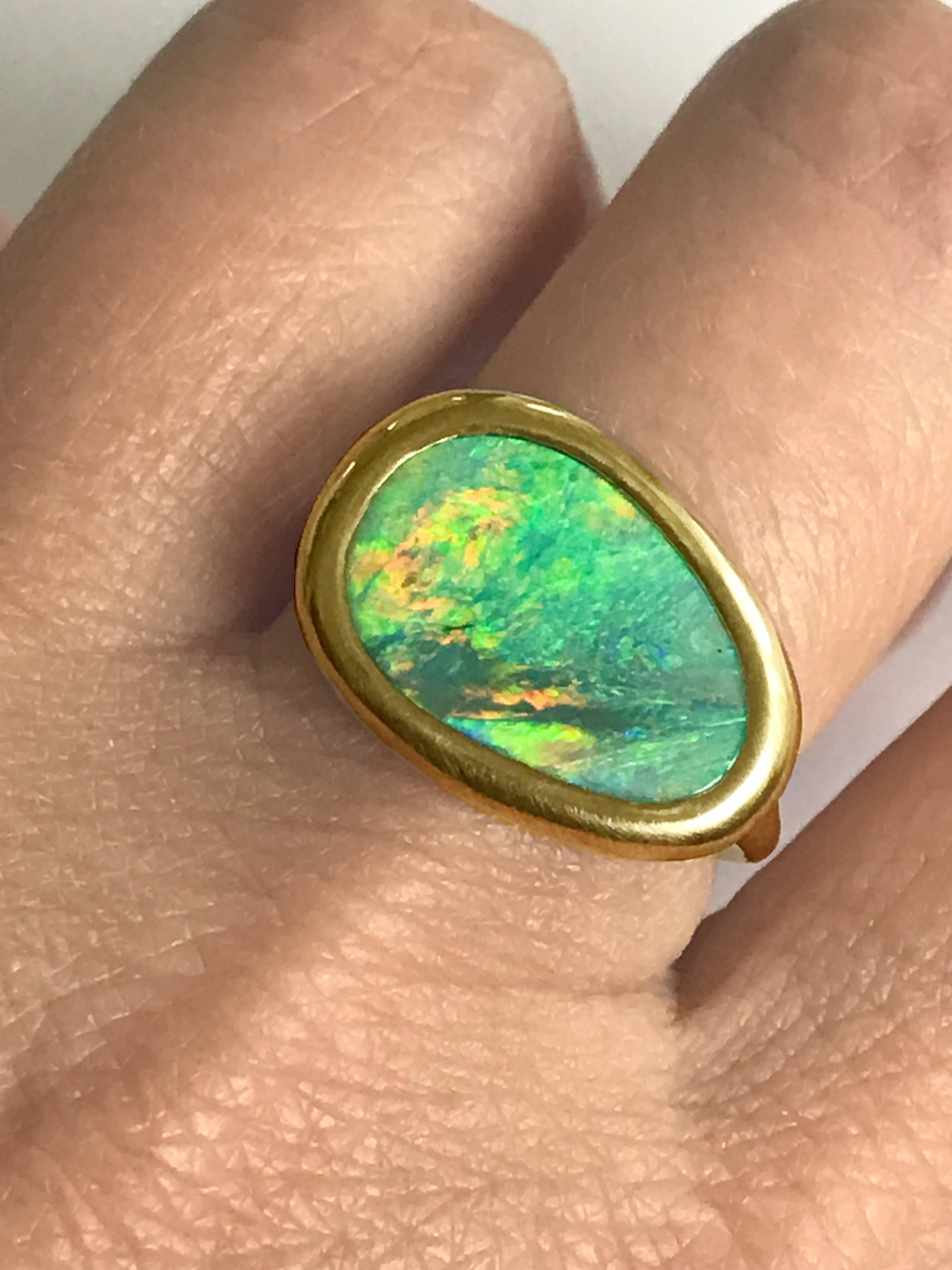 Dalben Australian Opal Yellow Gold Ring For Sale 2