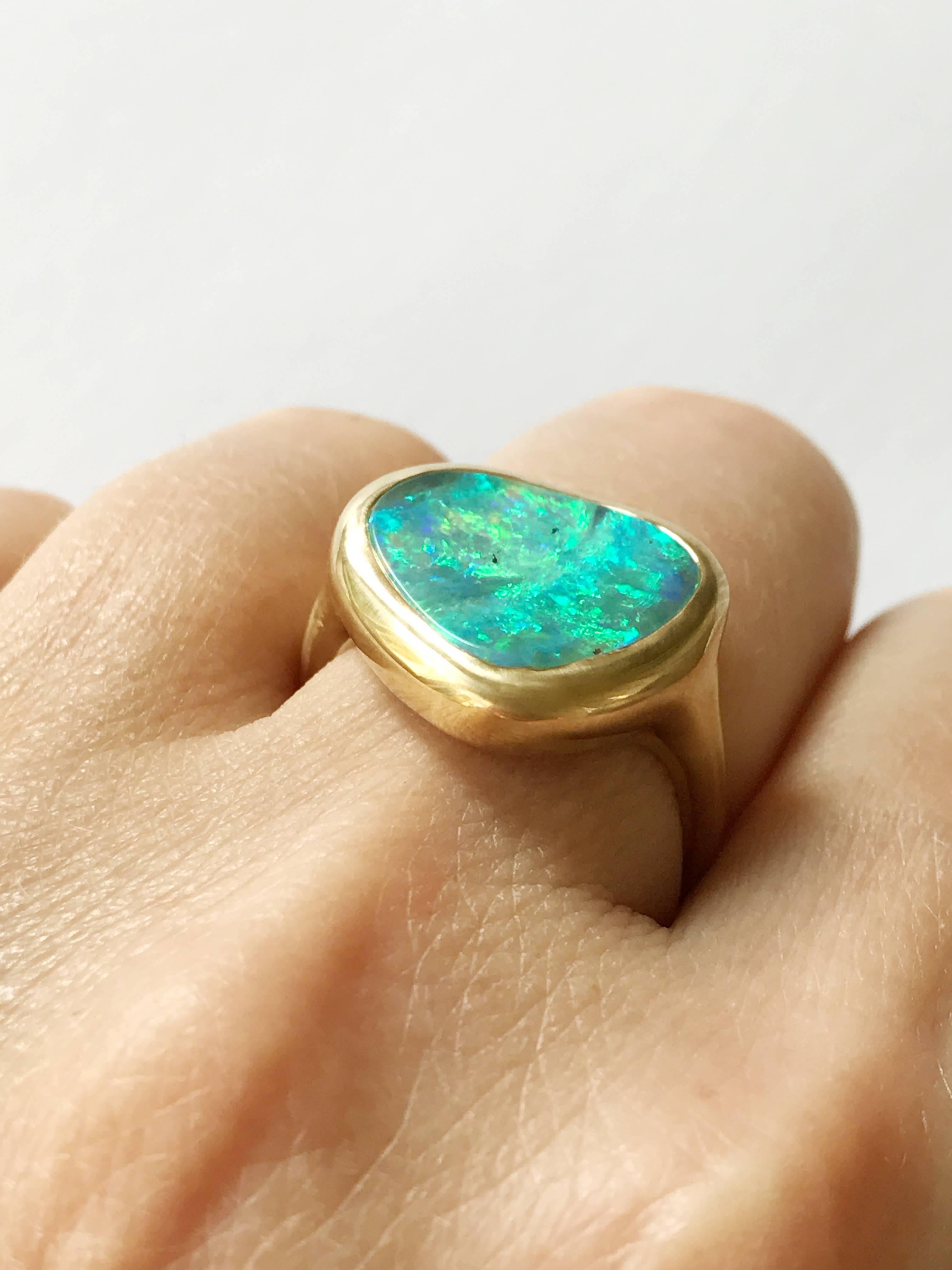 Women's Dalben Rainbow Australian Boulder Opal Yellow Gold Ring