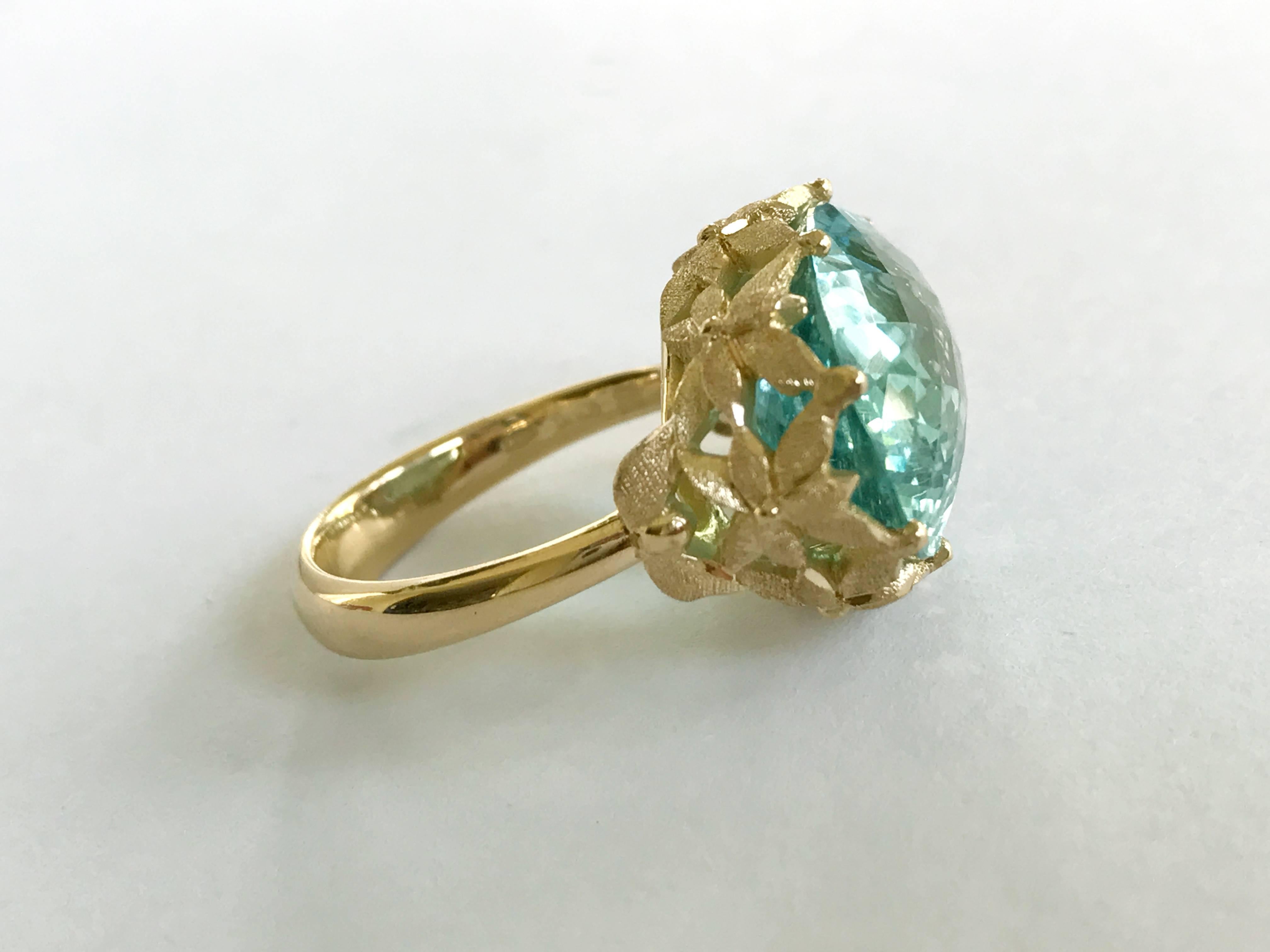 Women's Dalben Aquamarine Gold Cocktail Ring