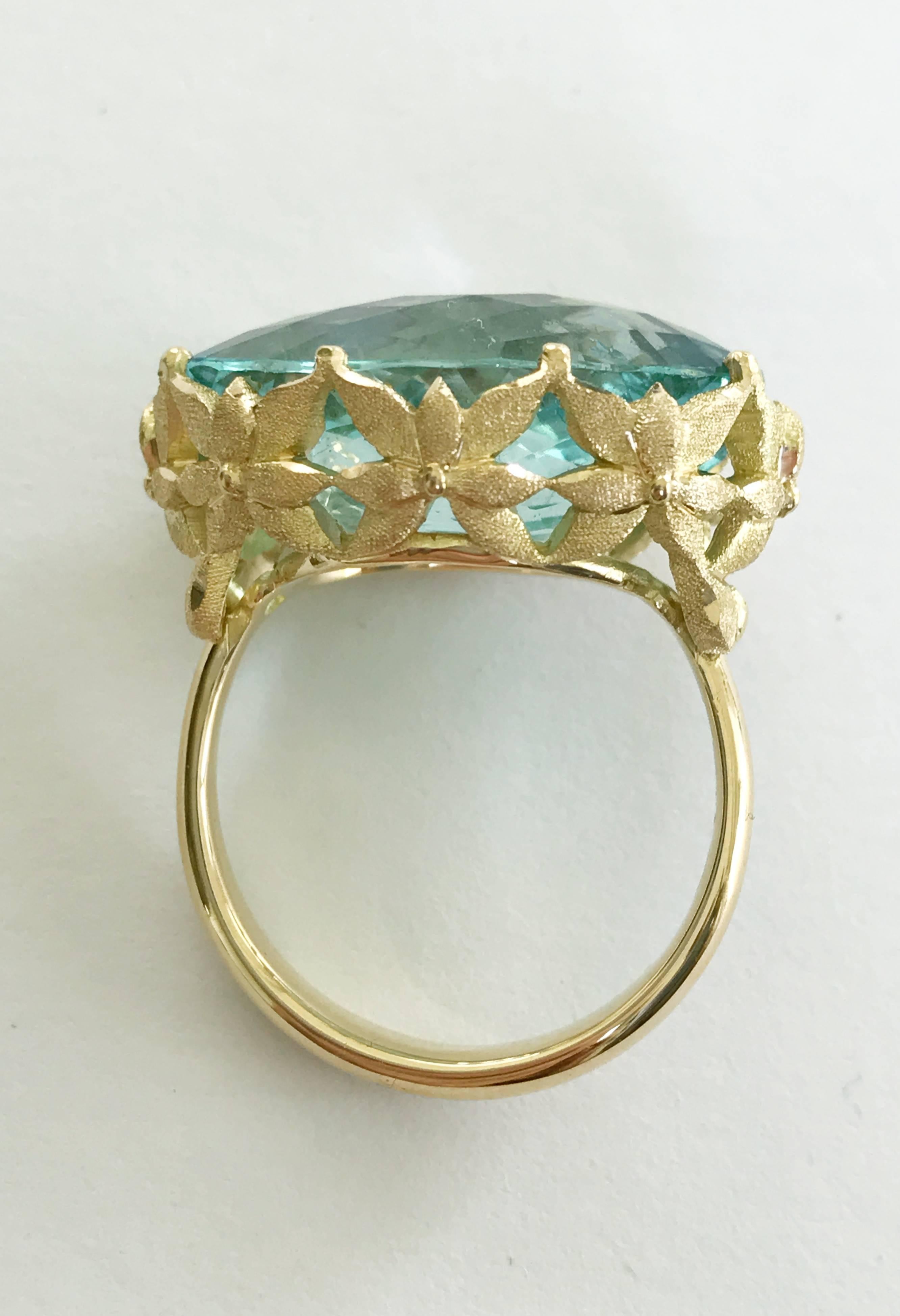 Contemporary Dalben Aquamarine Gold Cocktail Ring