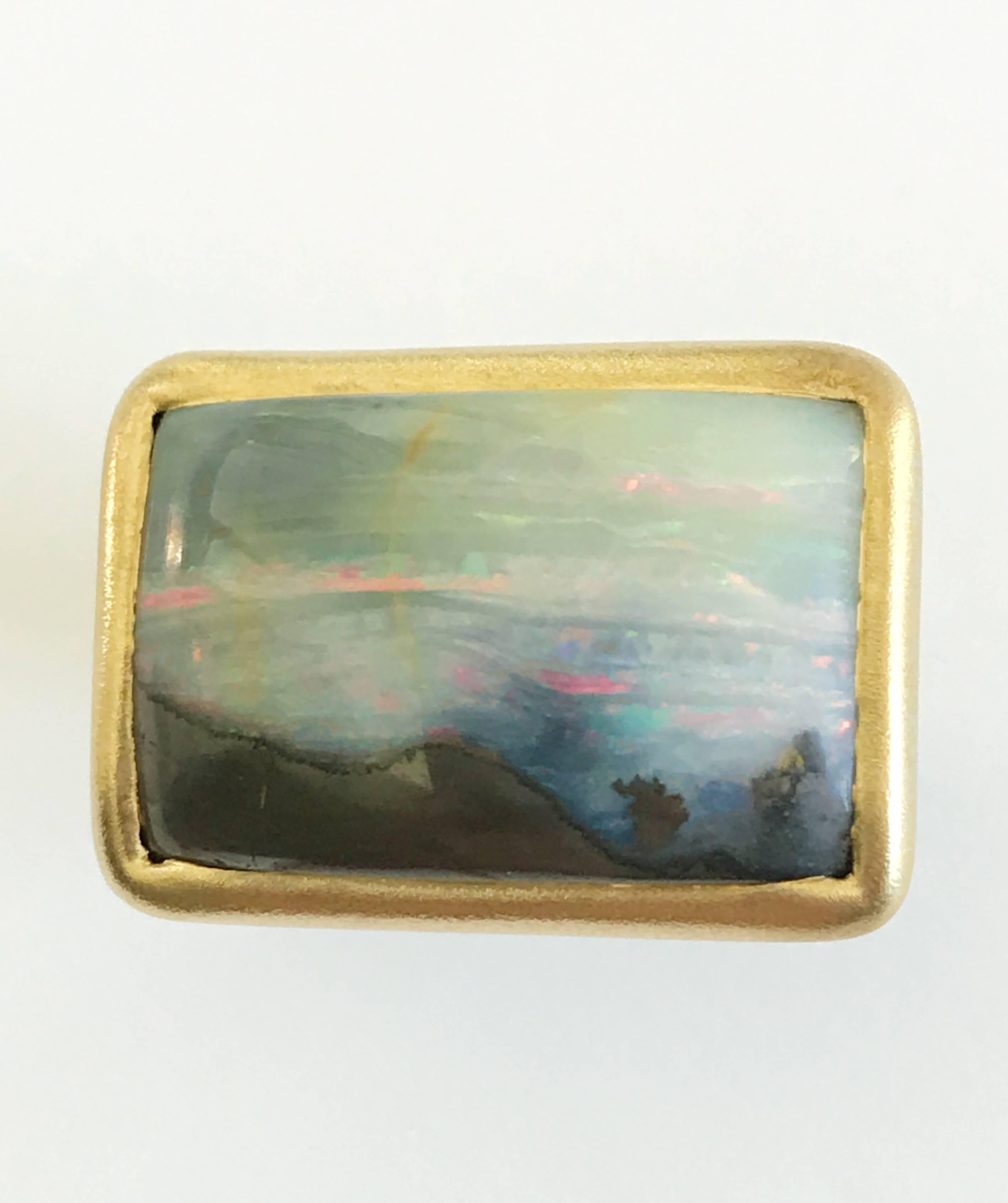 Contemporary Dalben Sunrise Boulder Opal Gold Ring