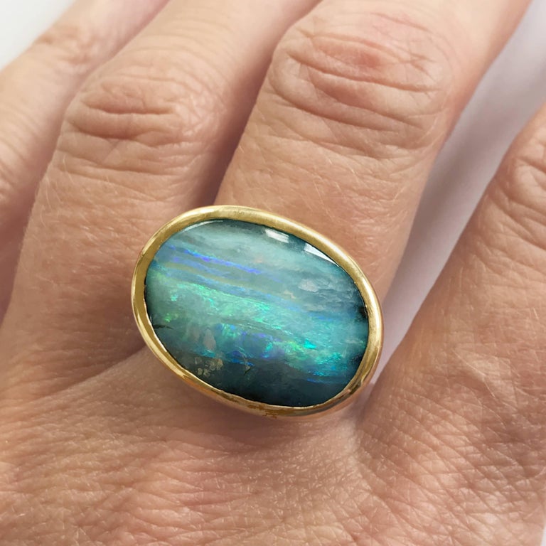 Dalben Australian Boulder Opal Yellow Gold Ring at 1stdibs