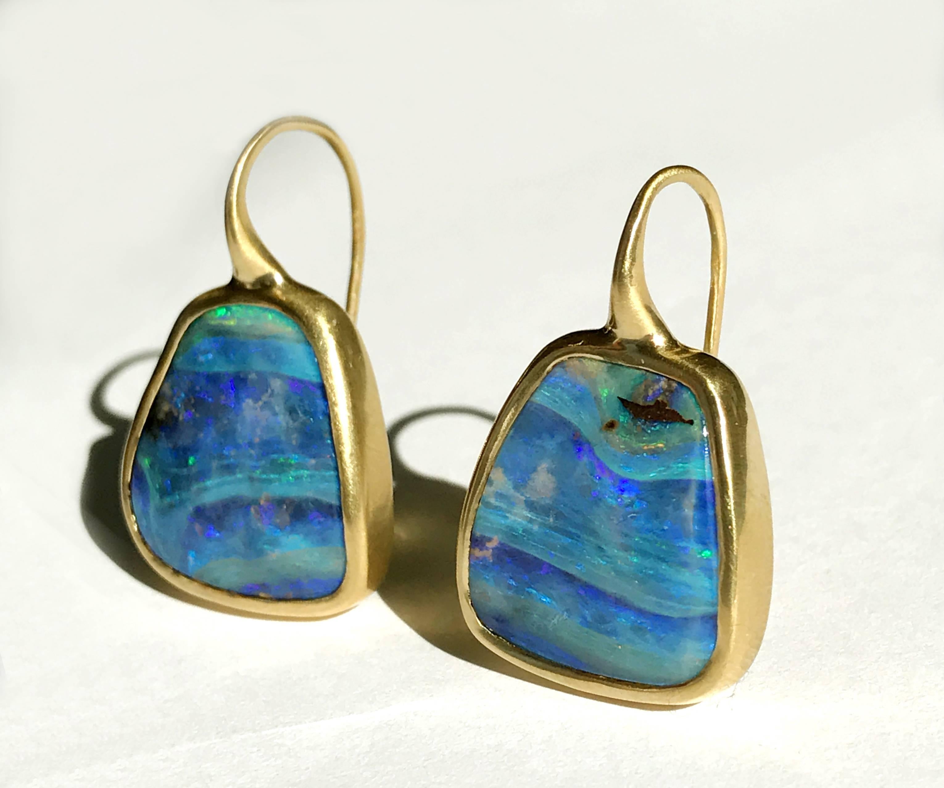 Dalben Australian Boulder Opal Yellow Gold Earrings 1